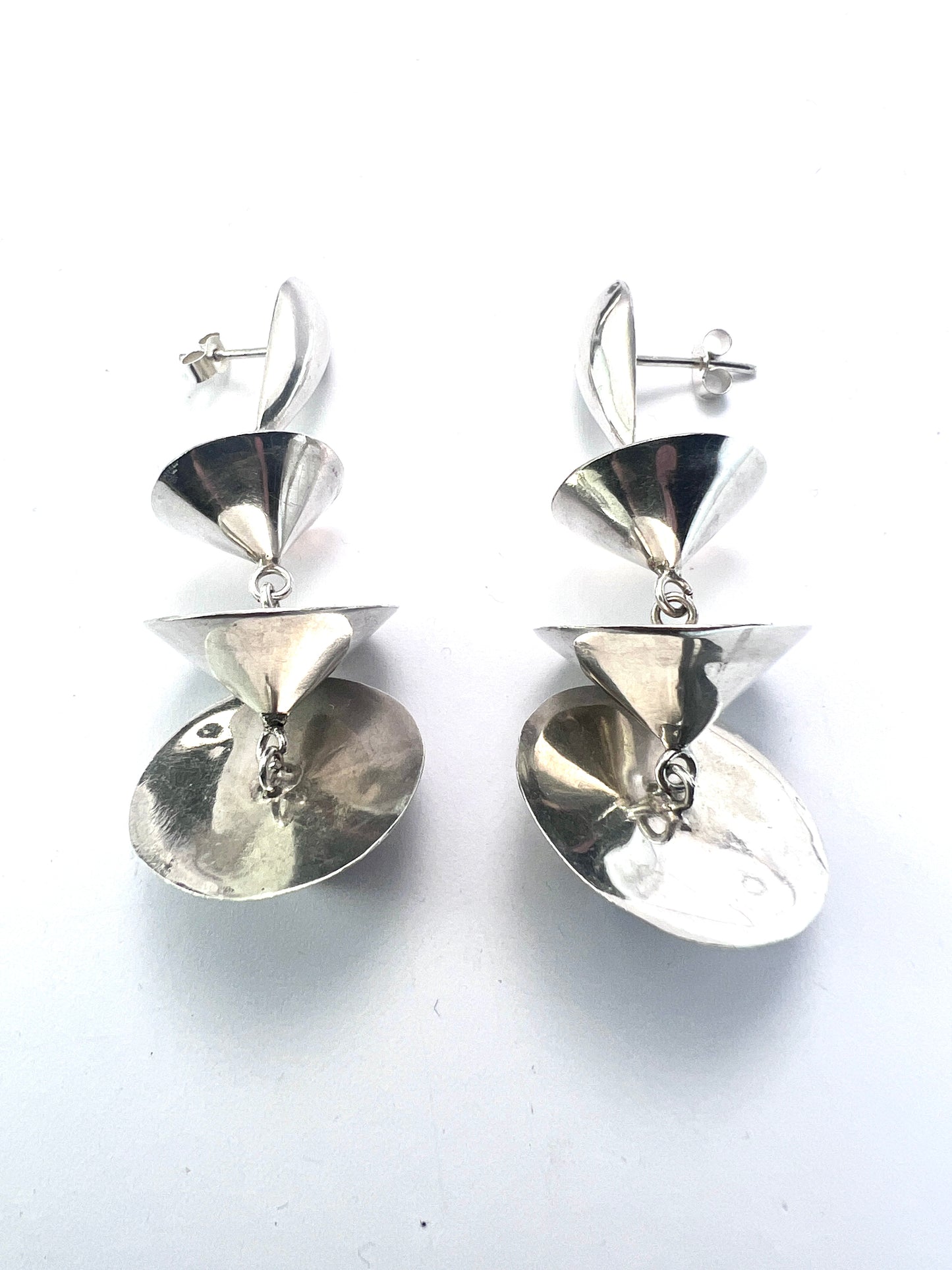 Vintage Sterling Silver Pagoda Drop Earrings