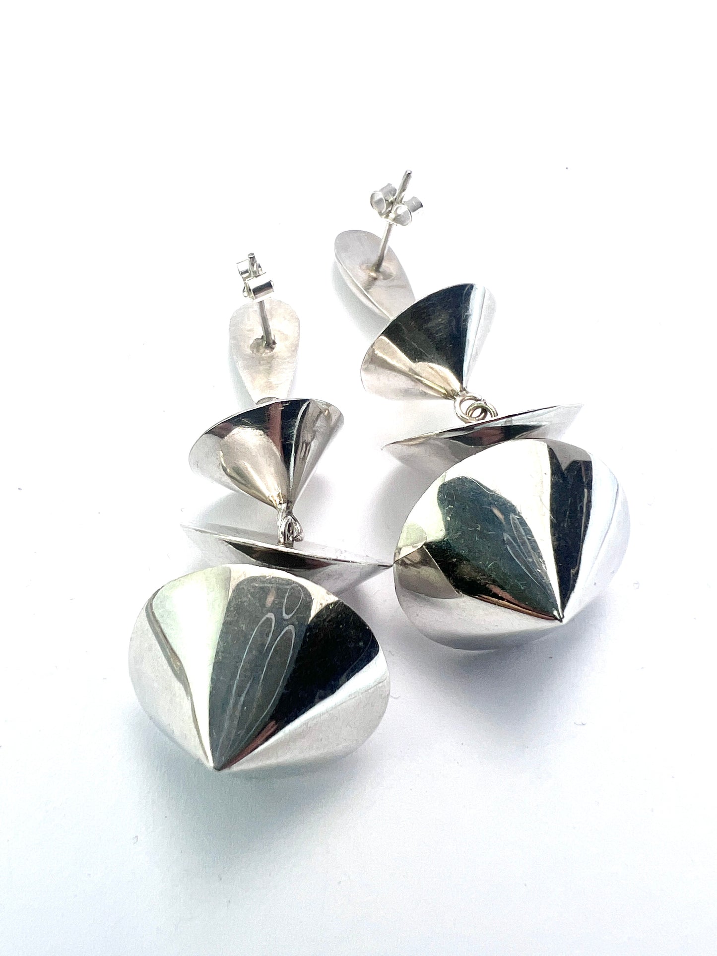 Vintage Sterling Silver Pagoda Drop Earrings
