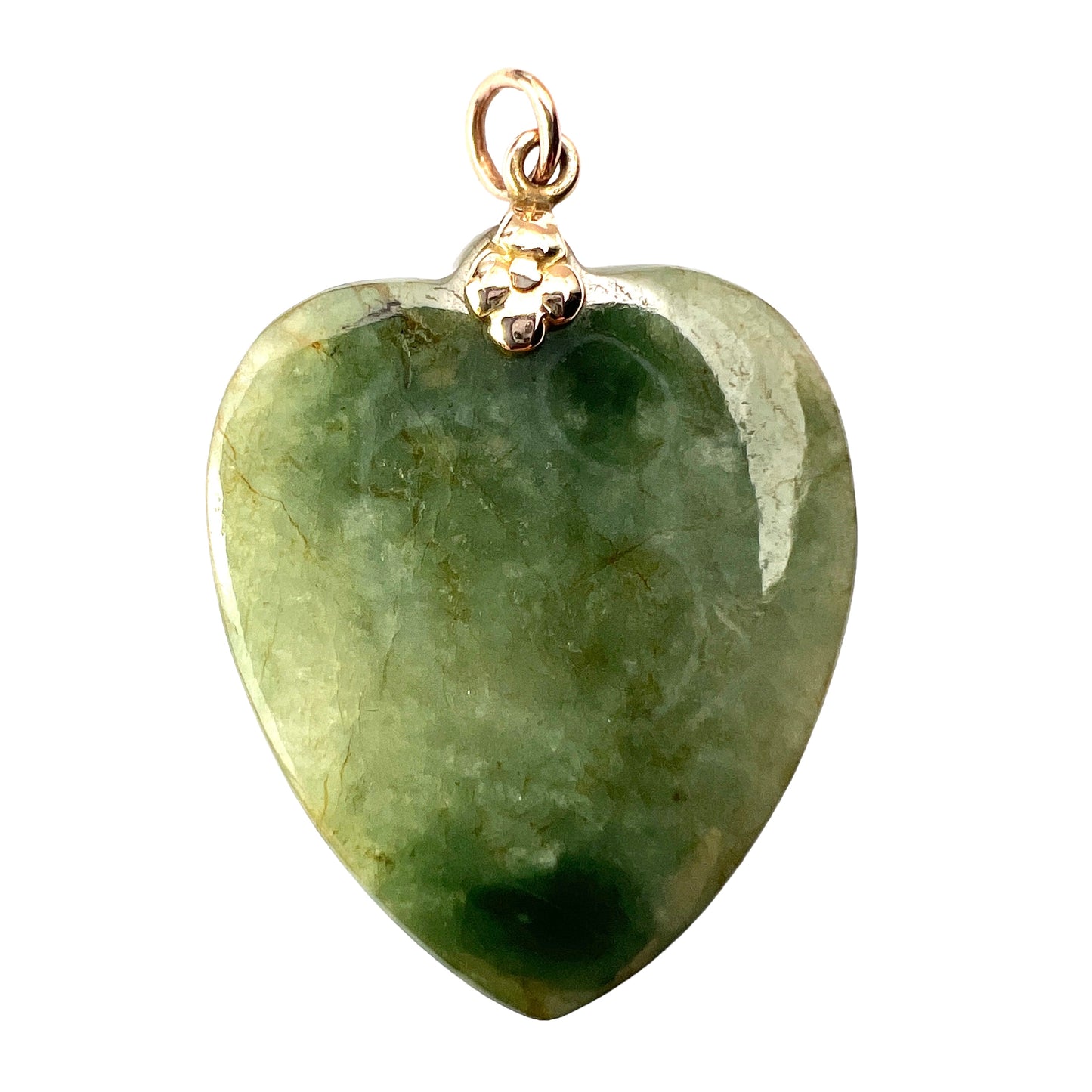 Victorian 9CT Gold Nephrite Jade Heart Pendant
