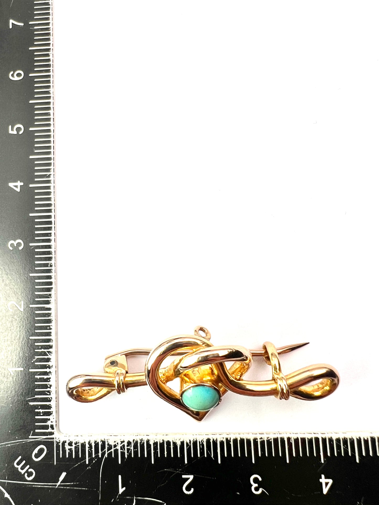 Antique 15CT Gold Turquoise Heart Brooch