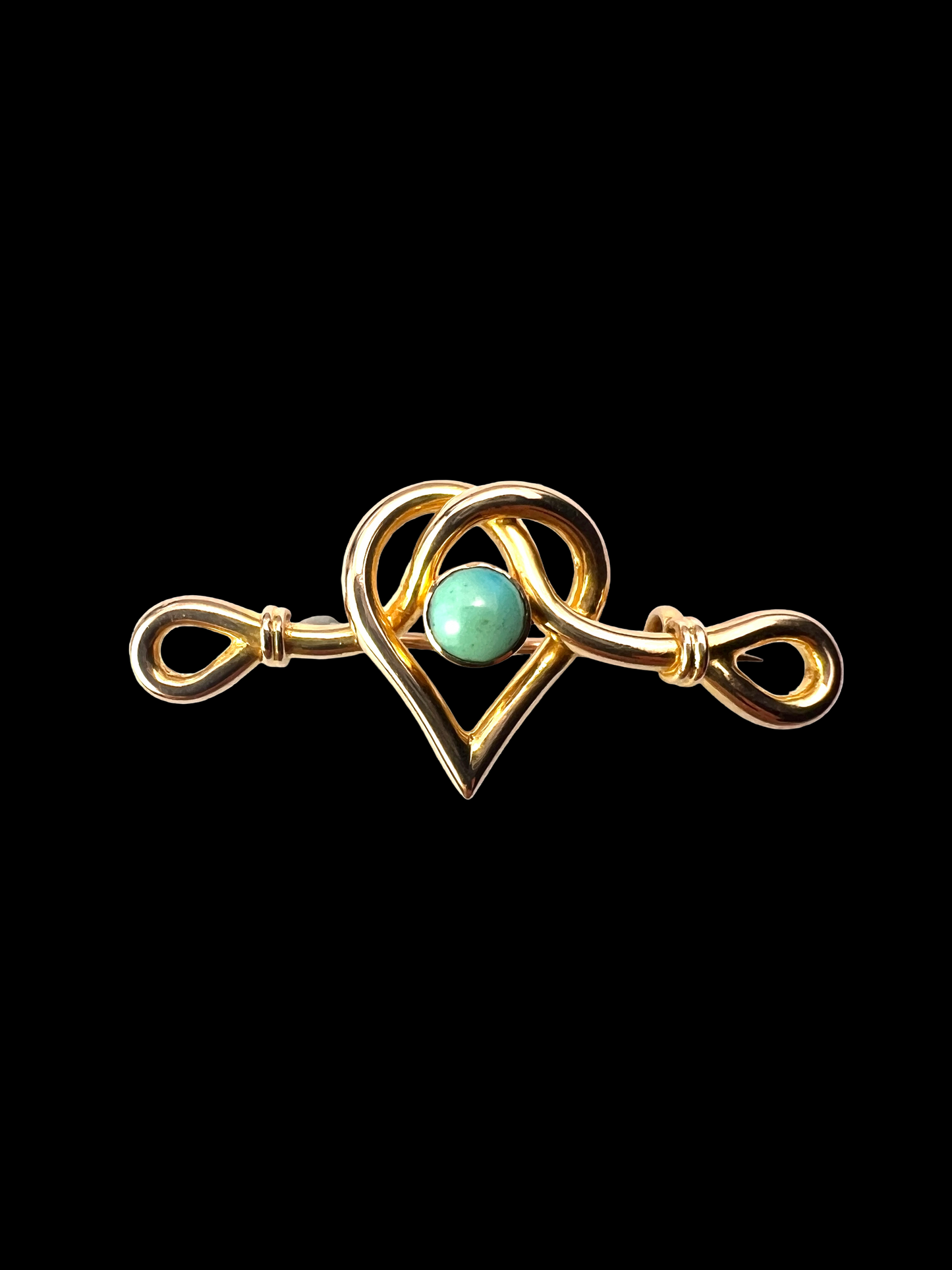 Antique 15CT Gold Turquoise Heart Brooch