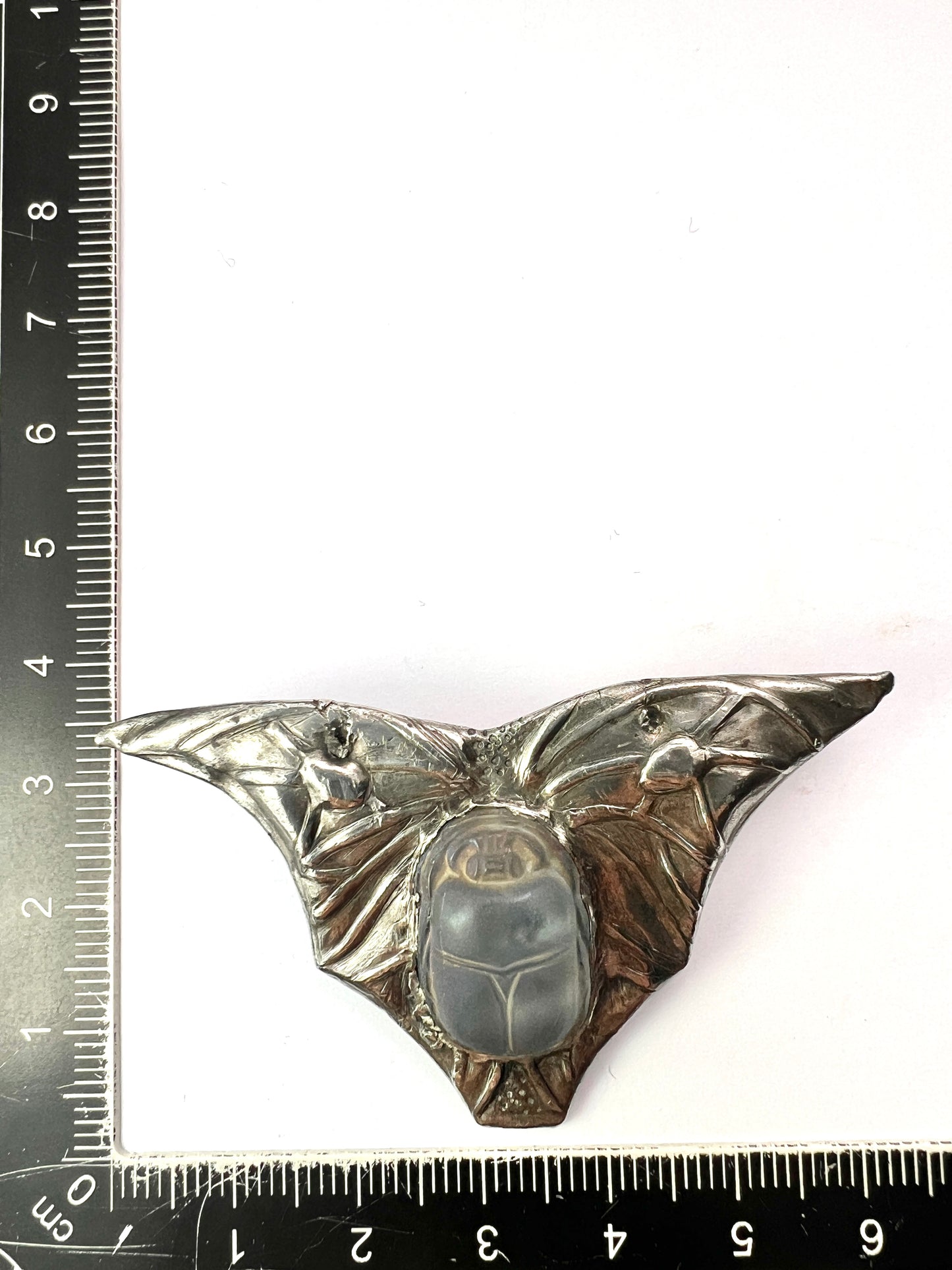 Antique Art Nouveau Scarab Pewter Brooch