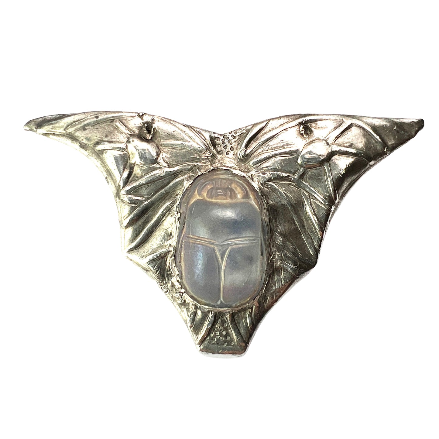 Antique Art Nouveau Scarab Pewter Brooch