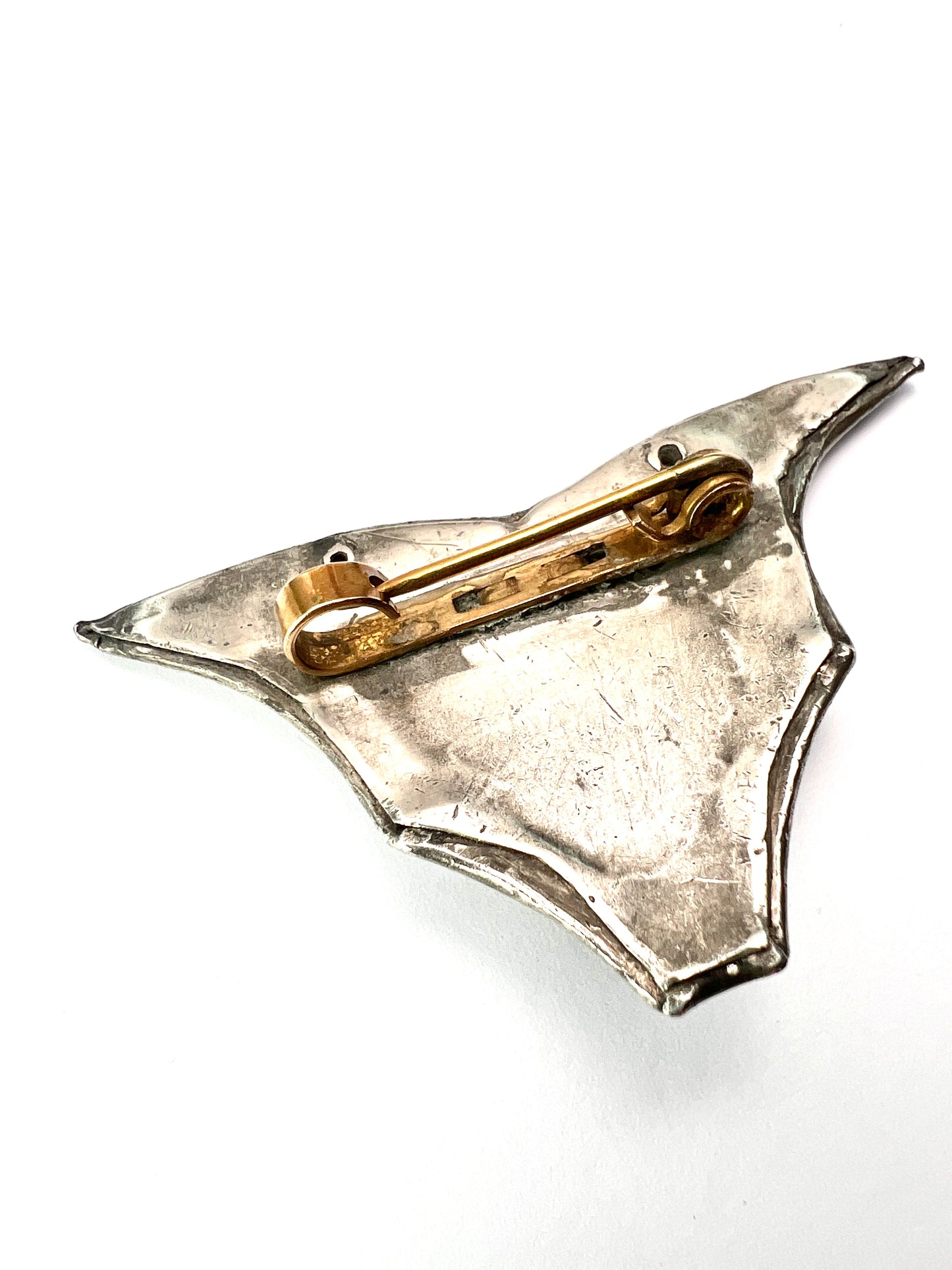Antique Art Nouveau Scarab Pewter Brooch
