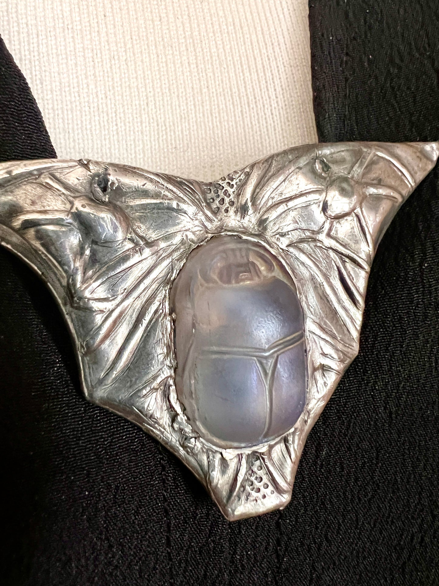 Antique Art Nouveau Scarab Pewter Brooch