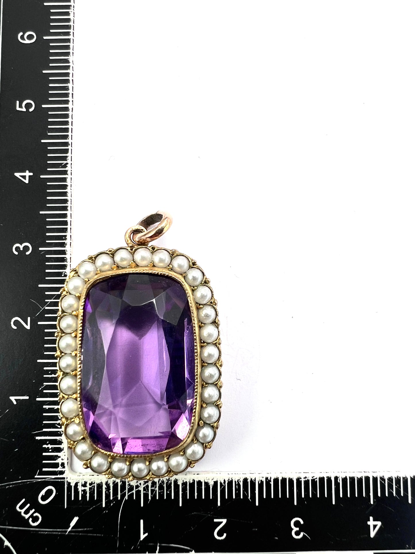 Victorian Paste Amethyst and Pearl Halo Pendant