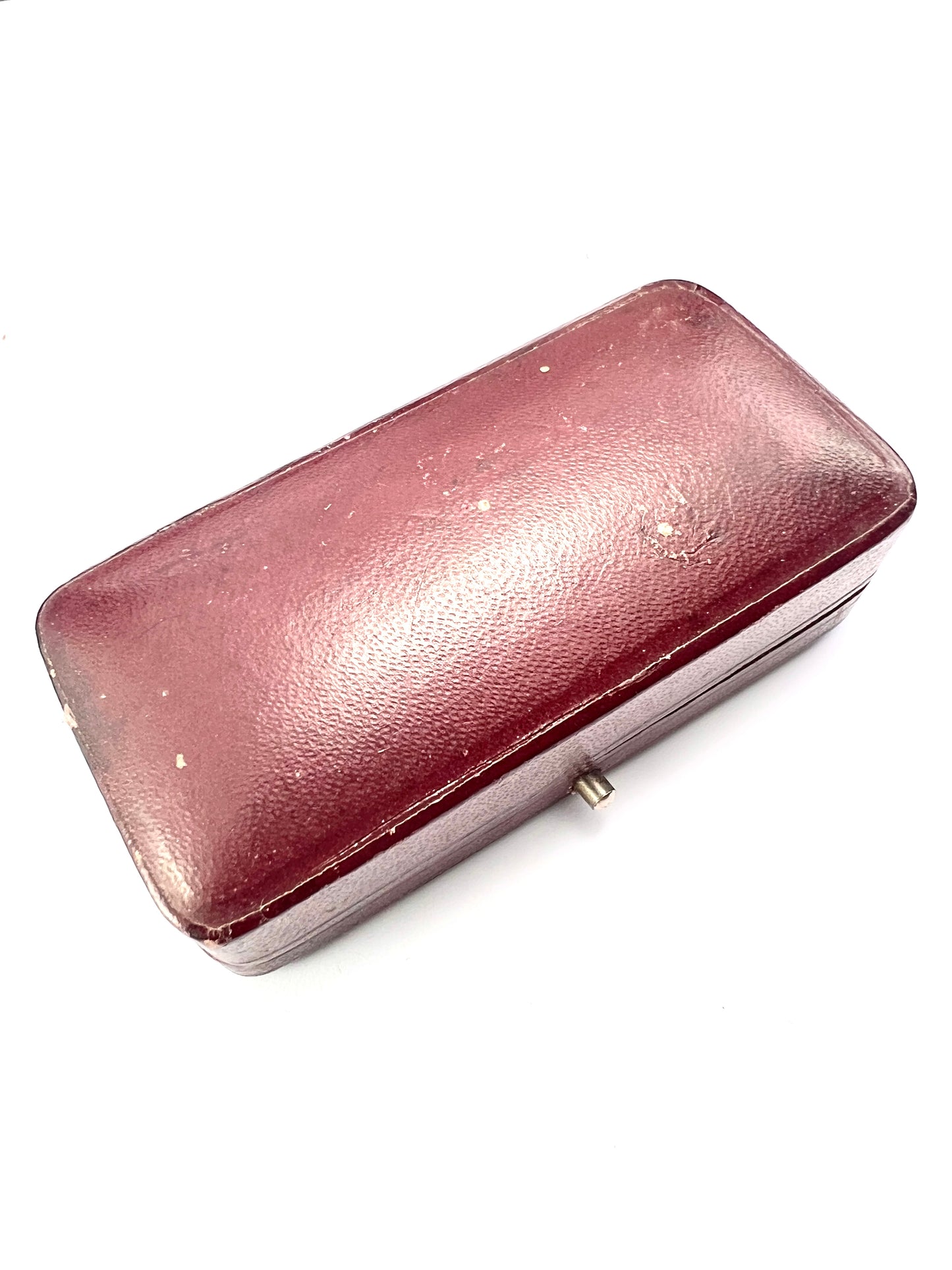 Boxed Antique French 18CT Gold Garnet Pearl Bar Brooch