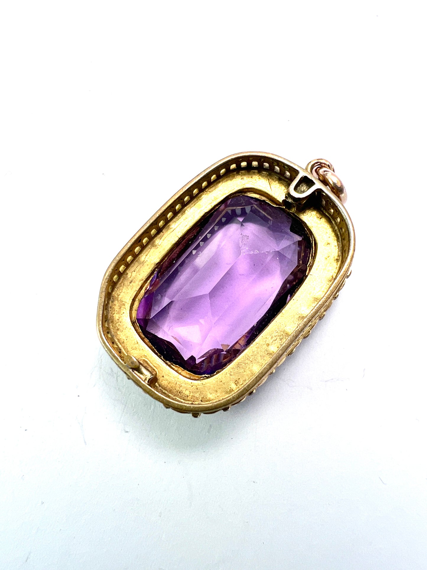Victorian Paste Amethyst and Pearl Halo Pendant