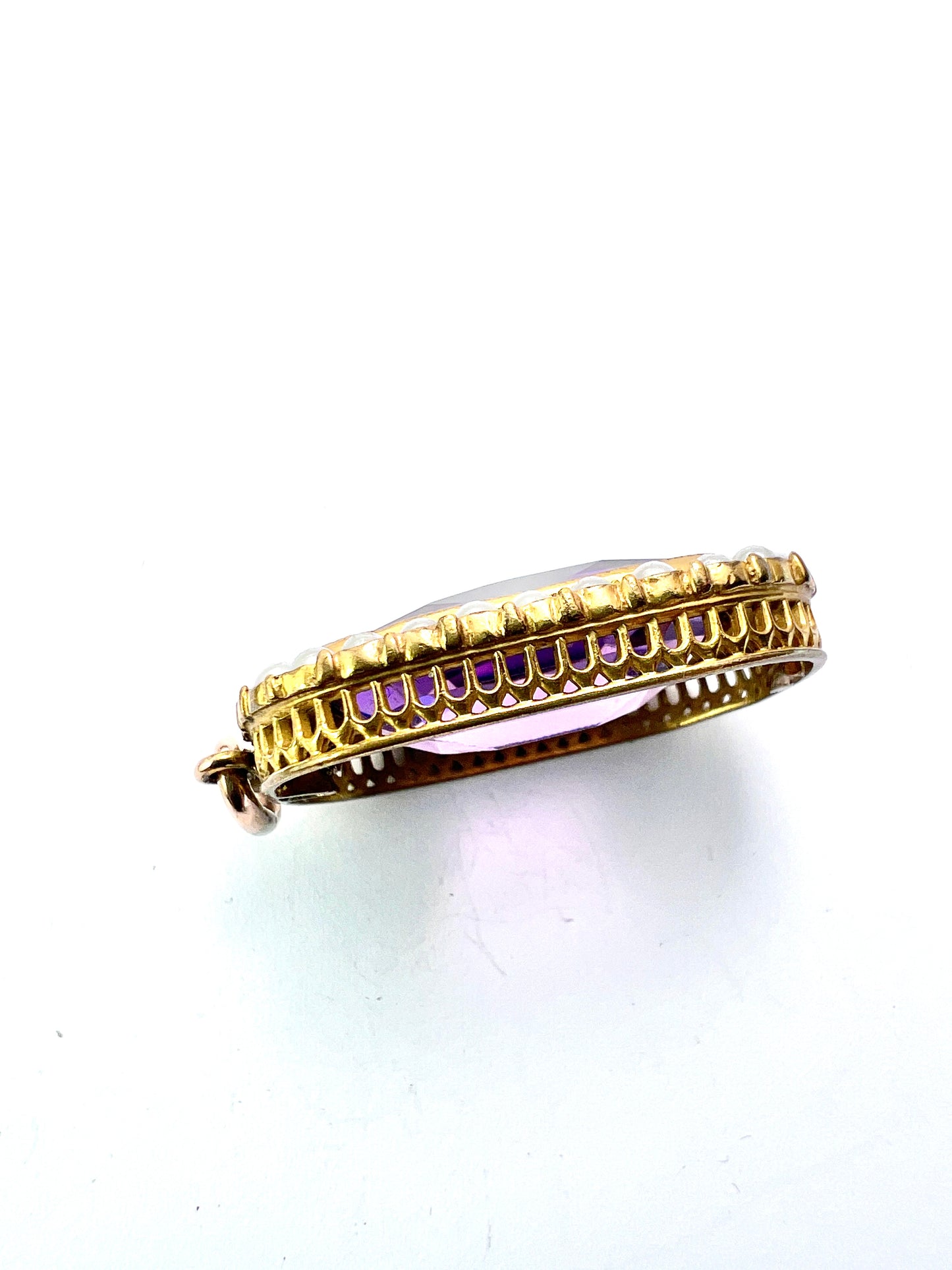 Victorian Paste Amethyst and Pearl Halo Pendant