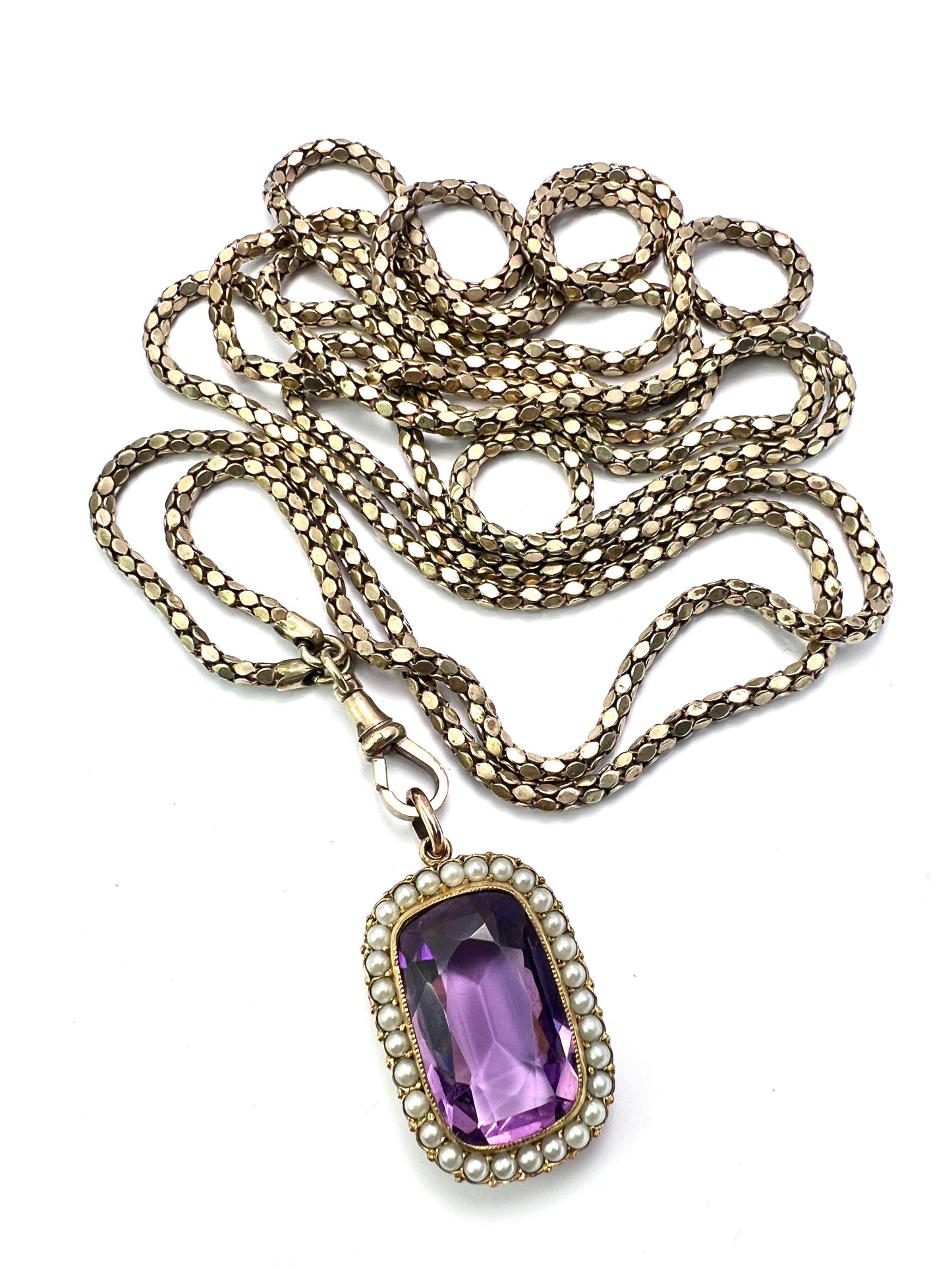 Victorian Paste Amethyst and Pearl Halo Pendant