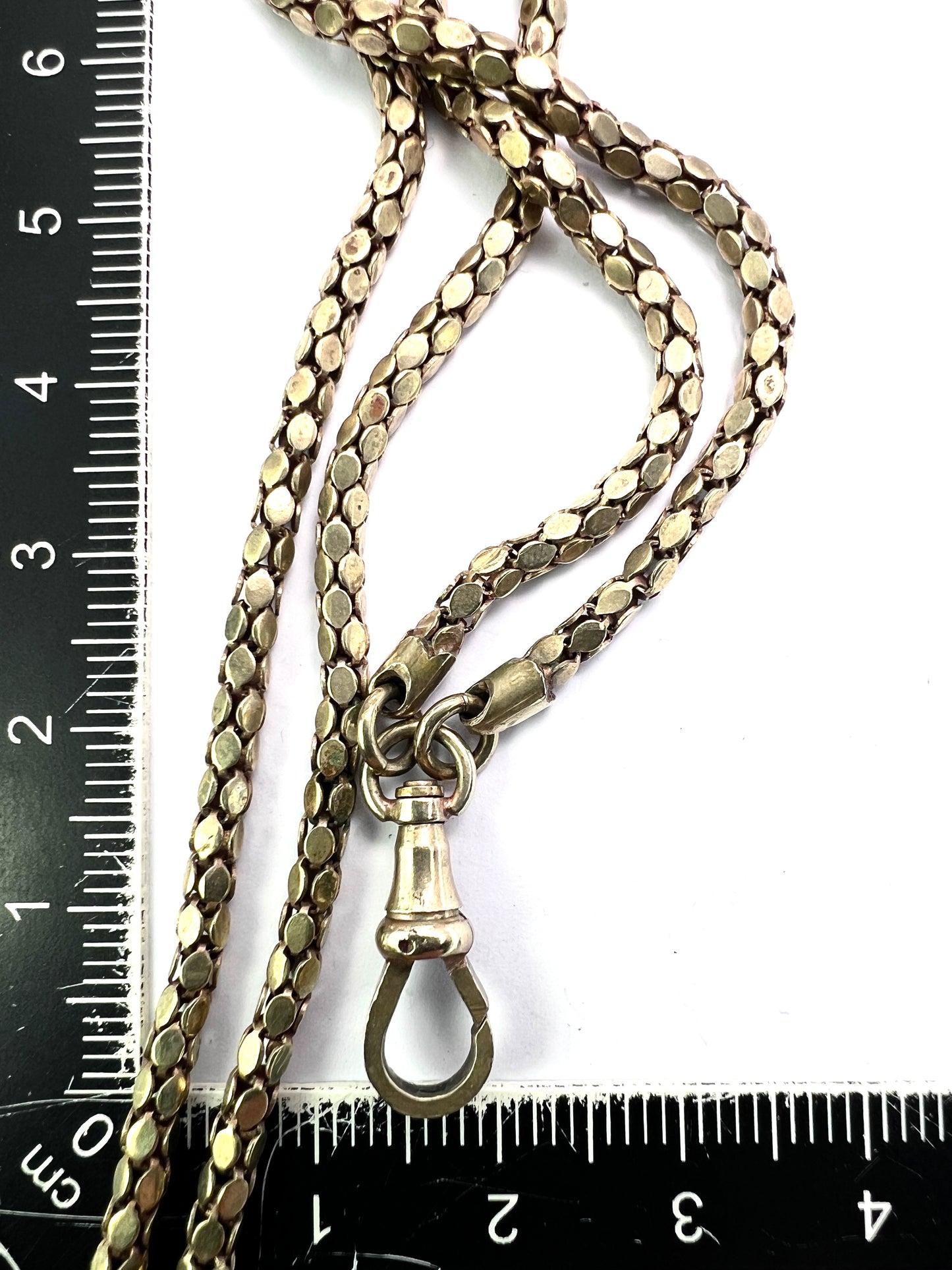 Very Long Victorian Golden Longuard Chain with Albert Clip