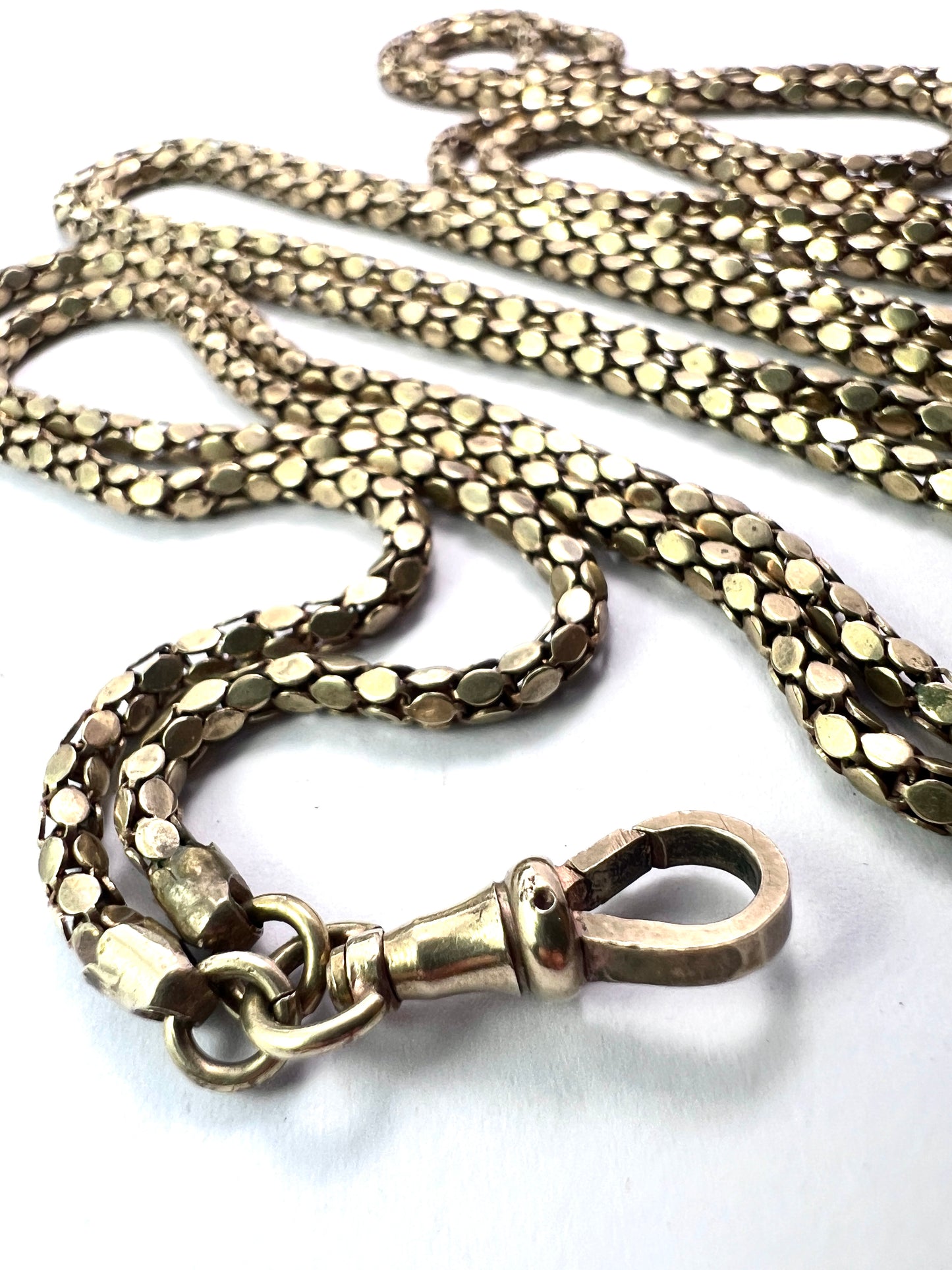 Very Long Victorian Golden Longuard Chain with Albert Clip
