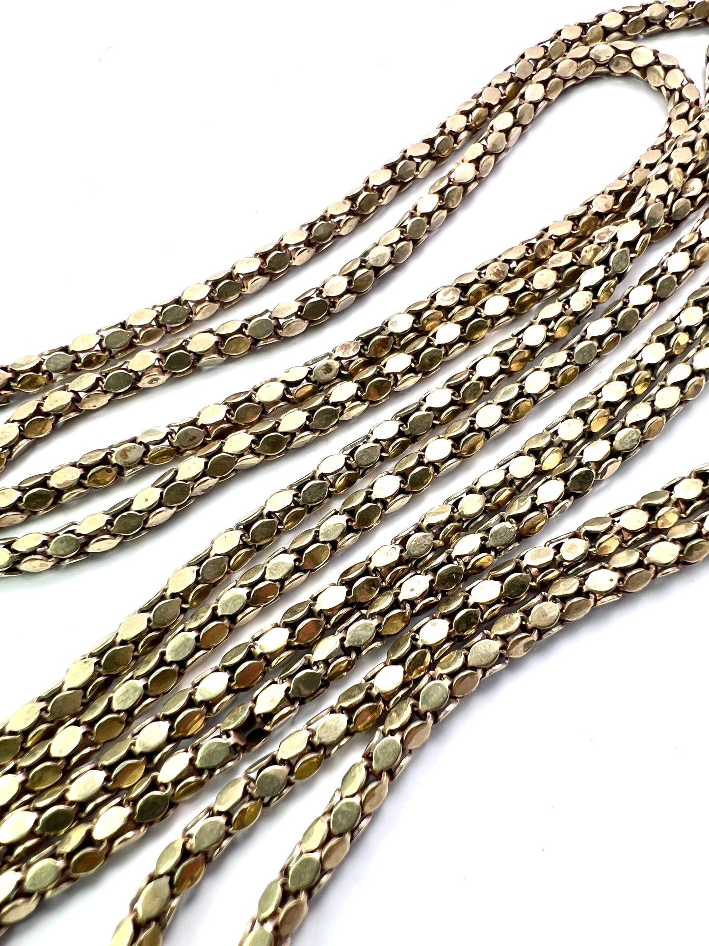 Very Long Victorian Golden Longuard Chain with Albert Clip