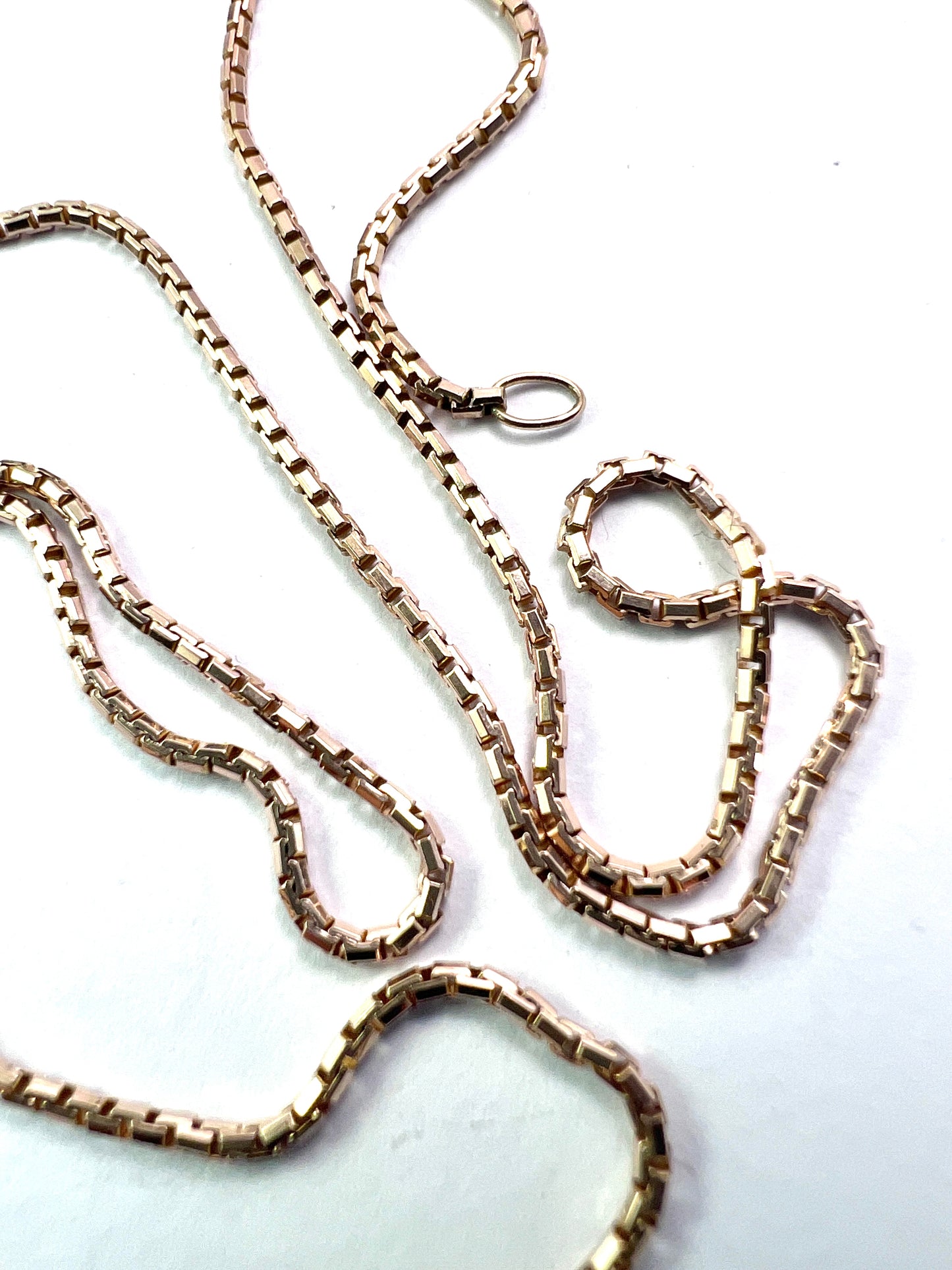 Vintage Solid 9CT Gold Mirror Box Chain Necklace