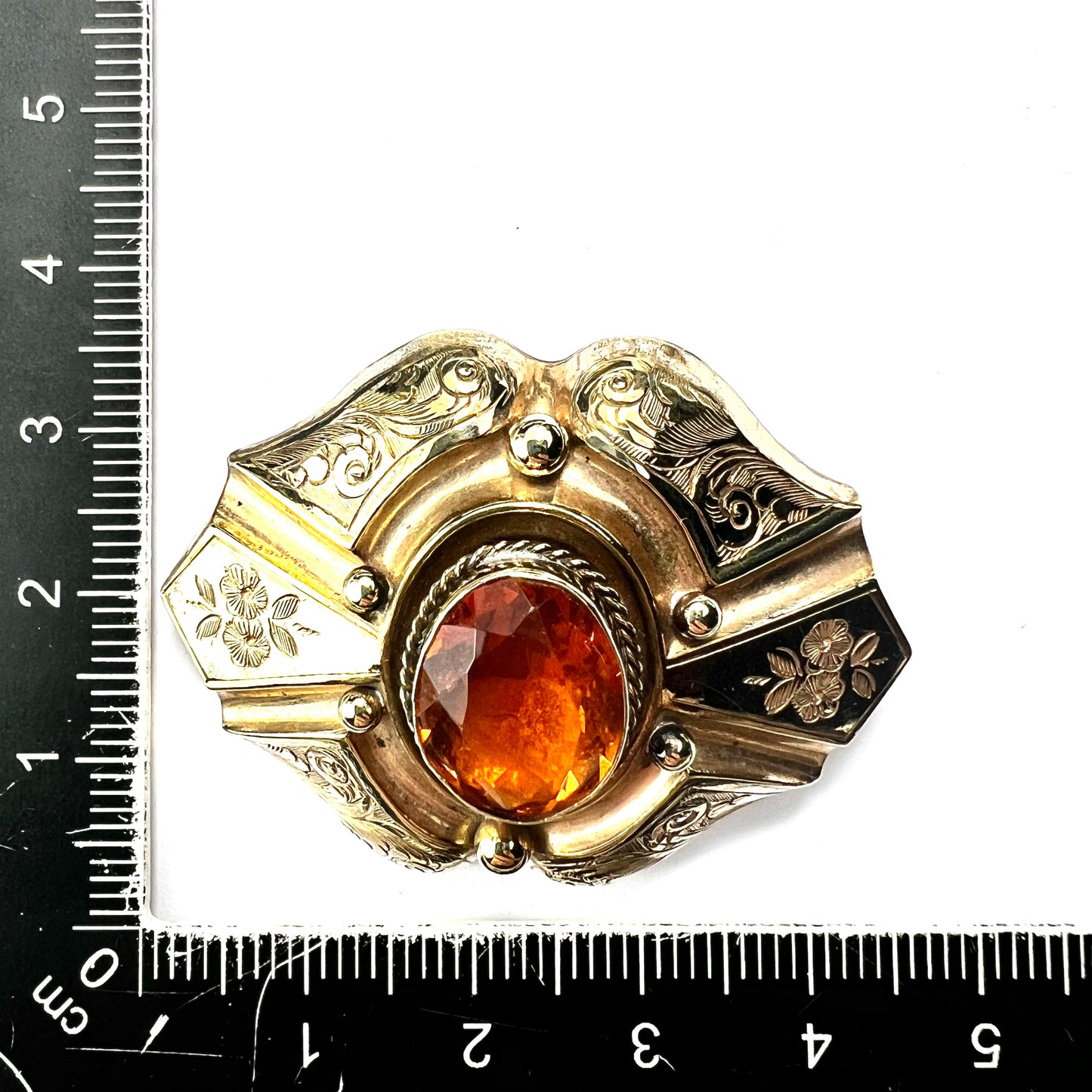 Victorian Golden Topaz Paste Brooch