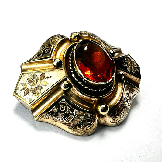 Victorian Golden Topaz Paste Brooch