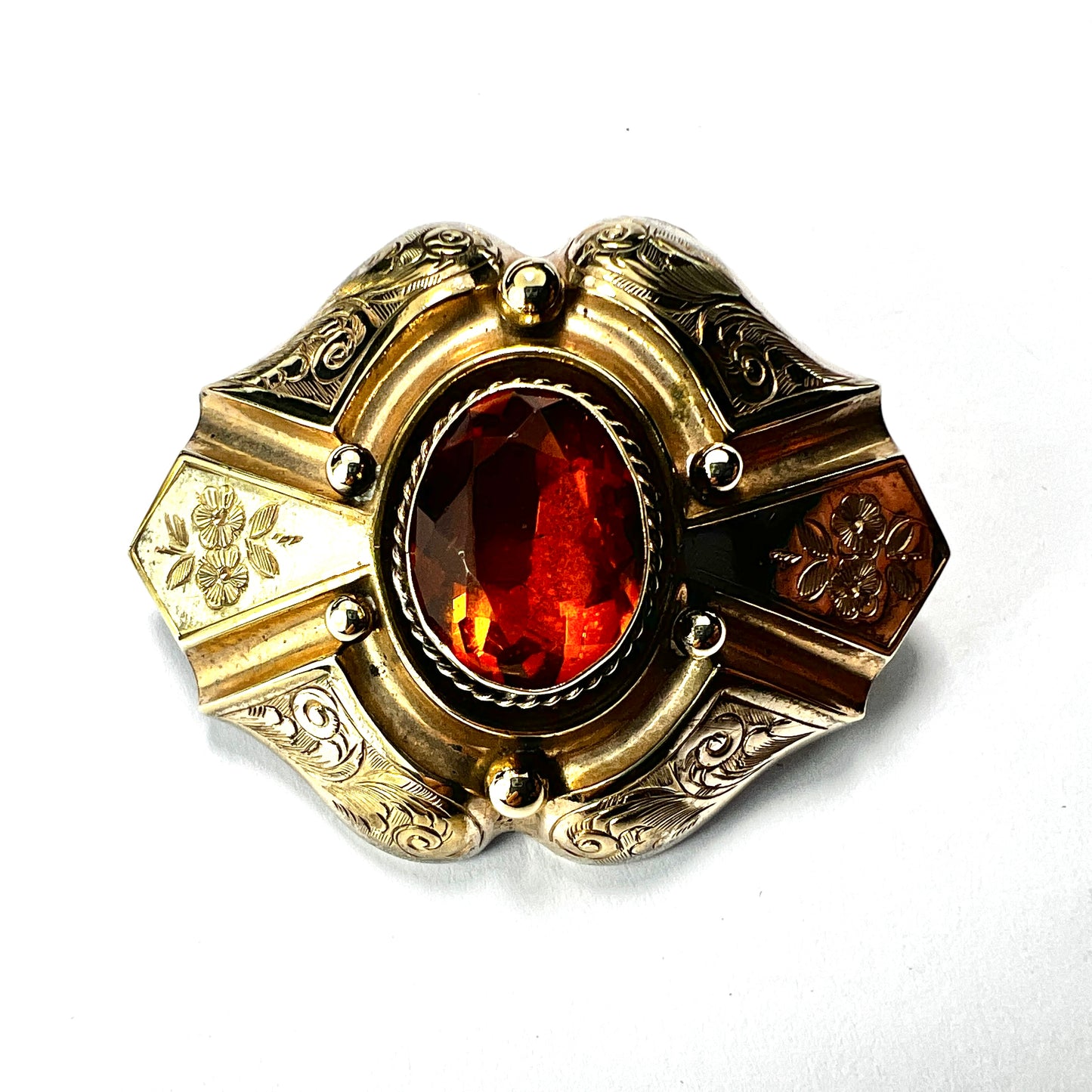 Victorian Golden Topaz Paste Brooch