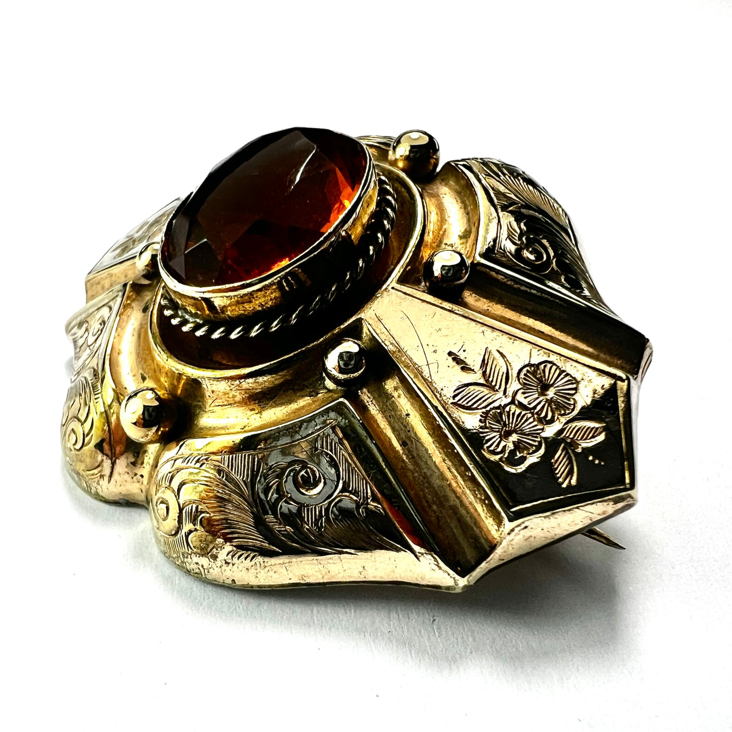 Victorian Golden Topaz Paste Brooch