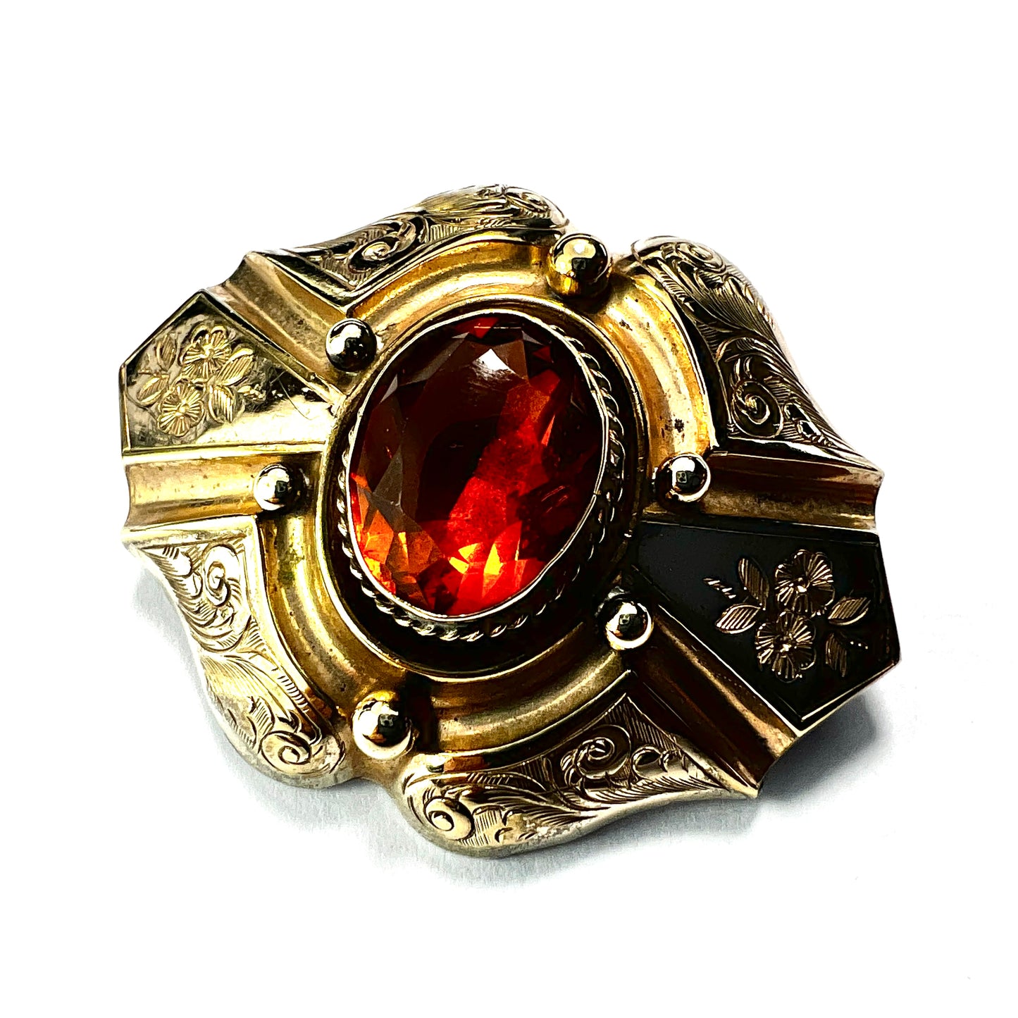 Victorian Golden Topaz Paste Brooch