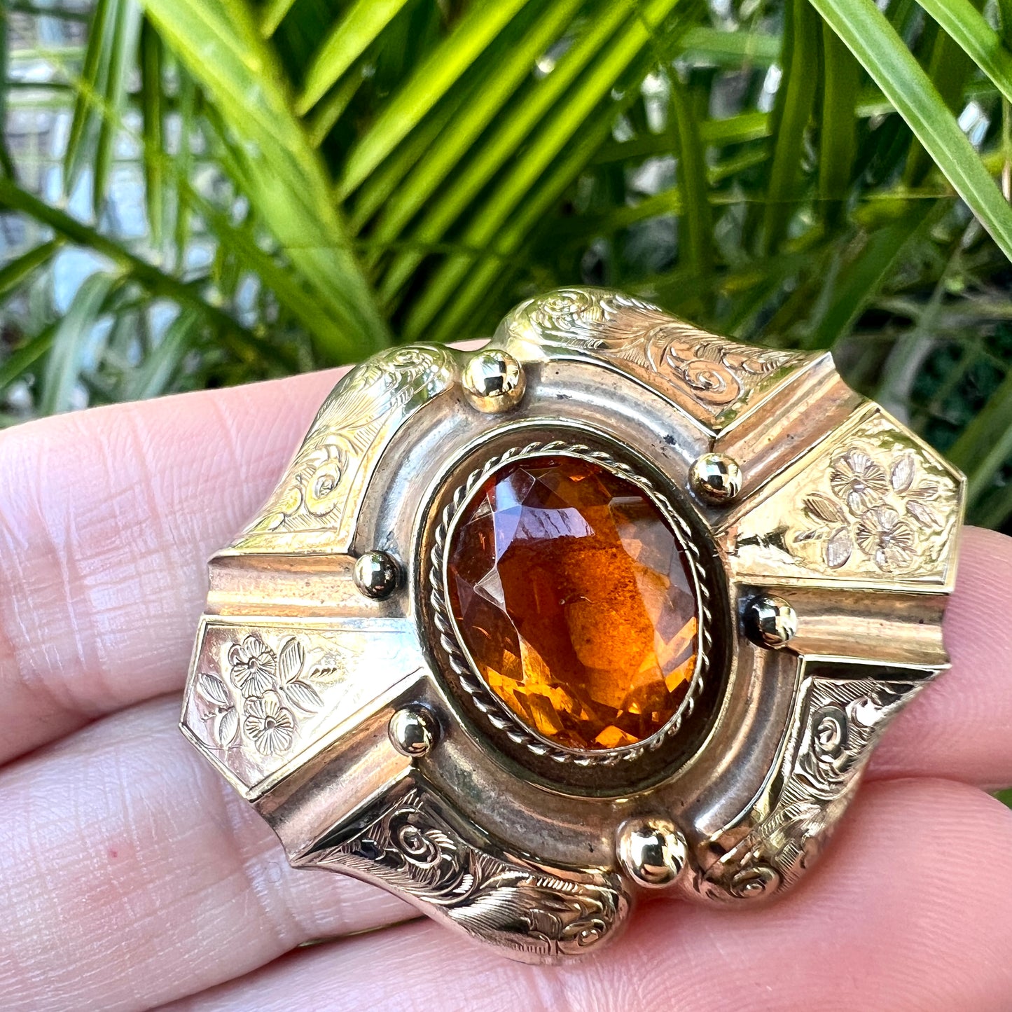 Victorian Golden Topaz Paste Brooch