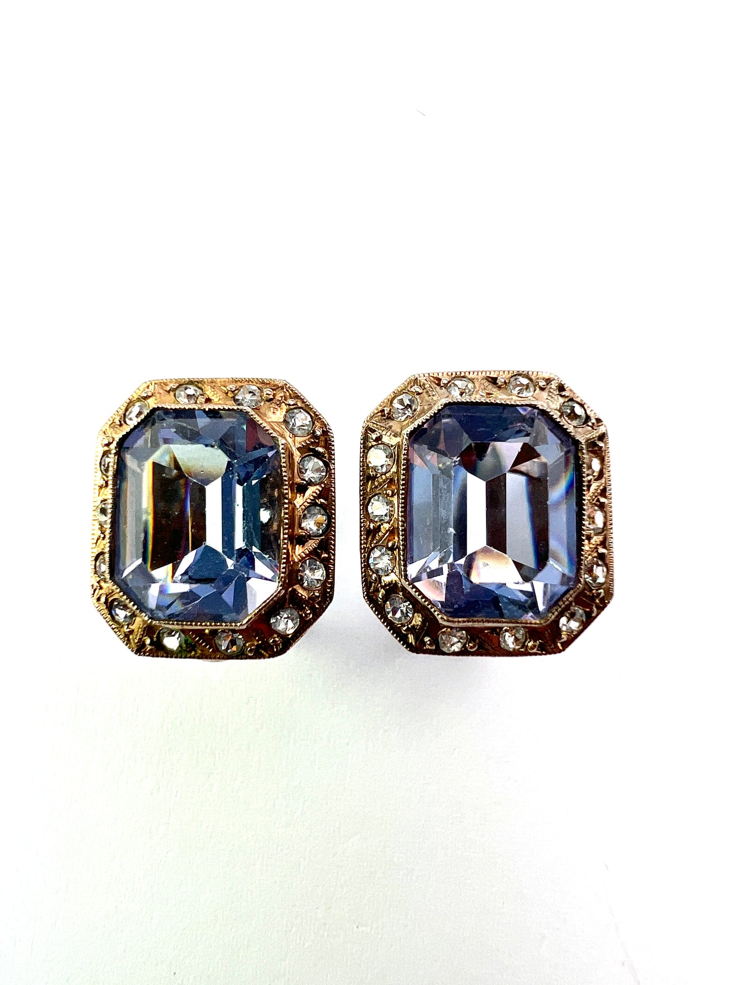 Vintage Art Deco Style Octagonal Gilt Paste Earrings