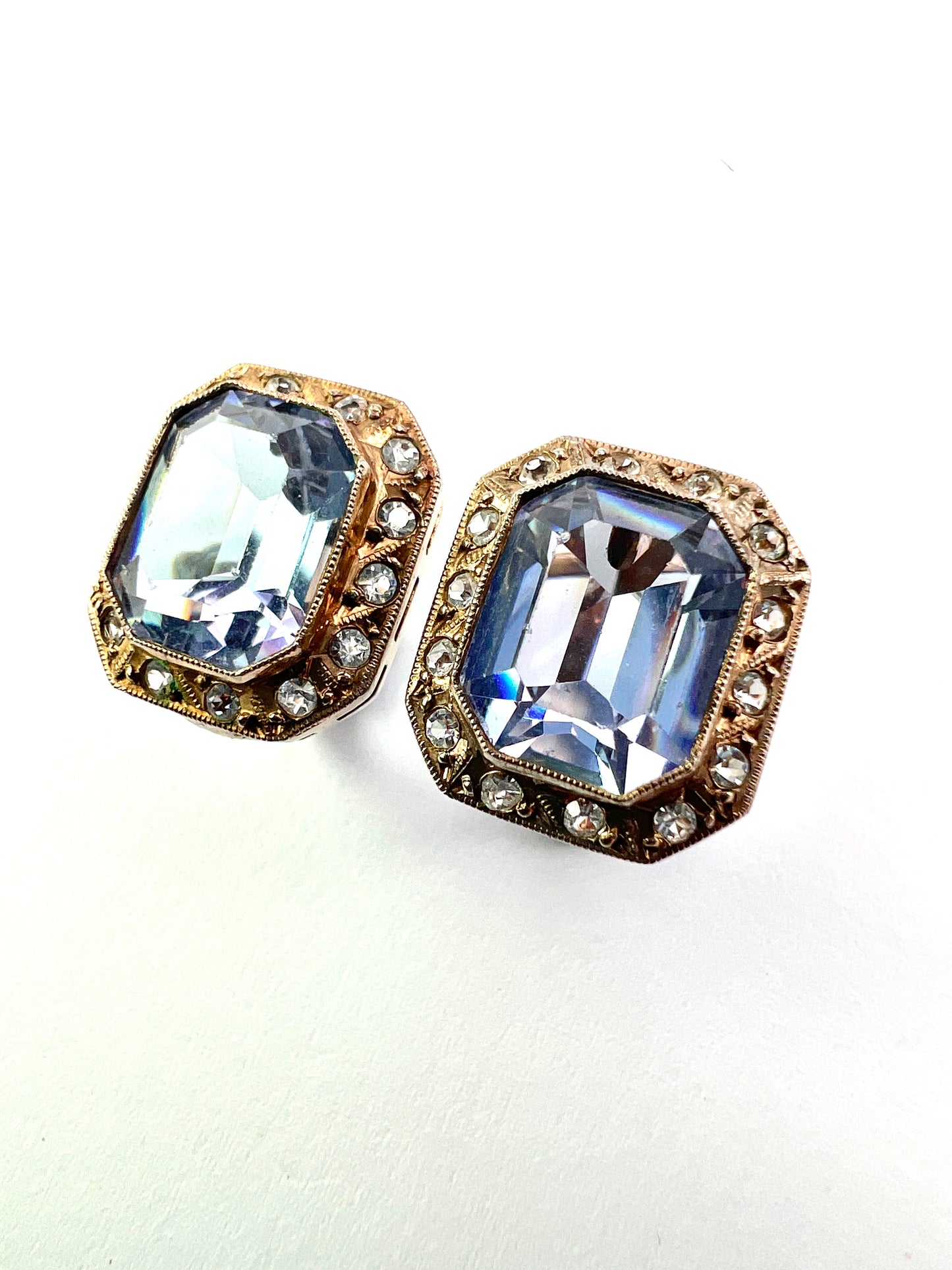 Vintage Art Deco Style Octagonal Gilt Paste Earrings