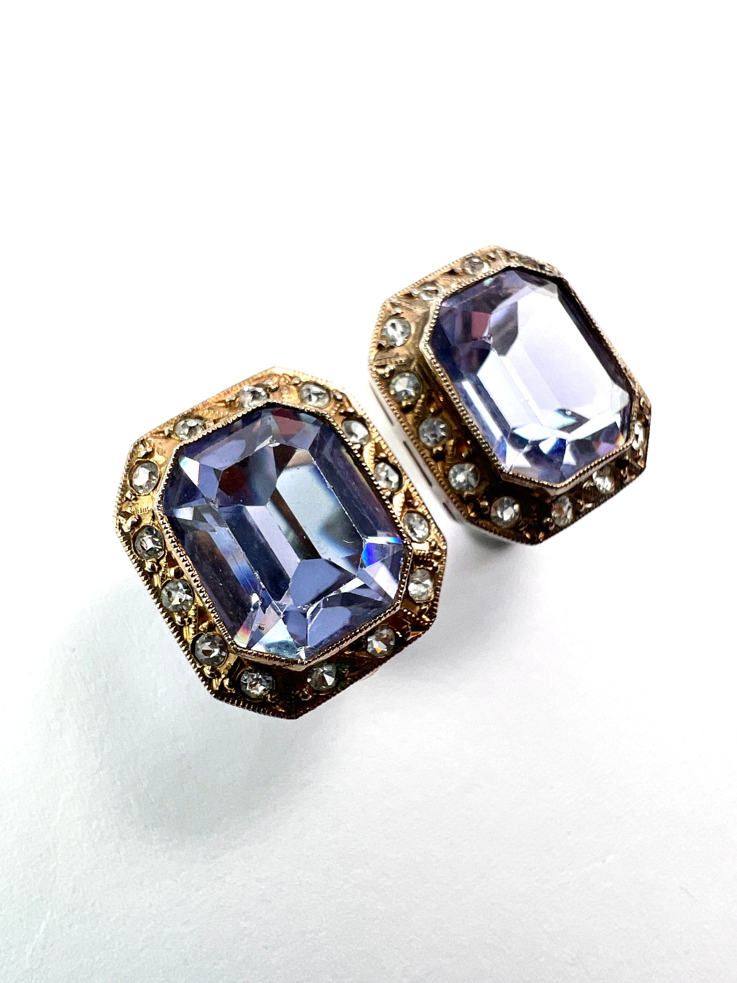 Vintage Art Deco Style Octagonal Gilt Paste Earrings