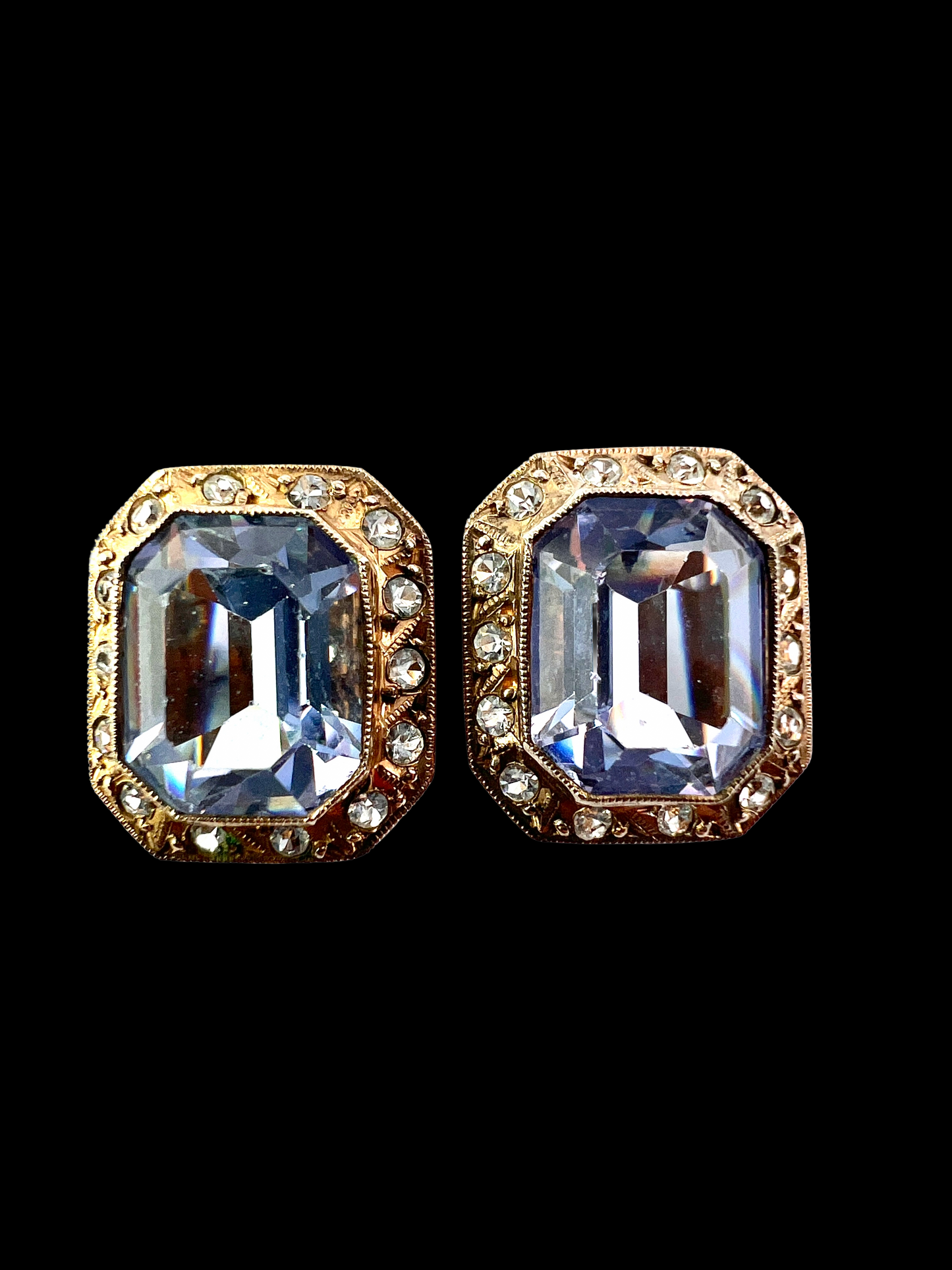 Vintage Art Deco Style Octagonal Gilt Paste Earrings
