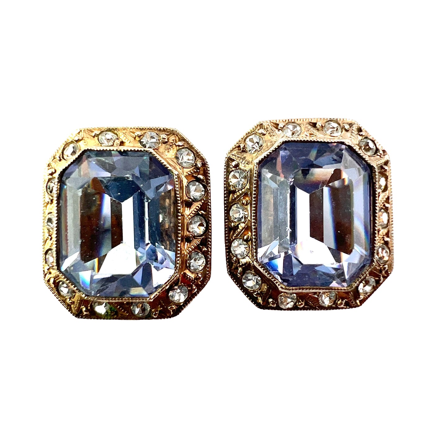 Vintage Art Deco Style Octagonal Gilt Paste Earrings