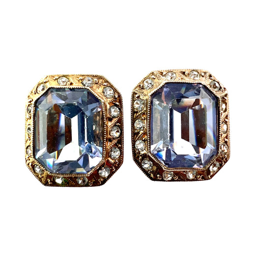 Vintage Art Deco Style Octagonal Gilt Paste Earrings