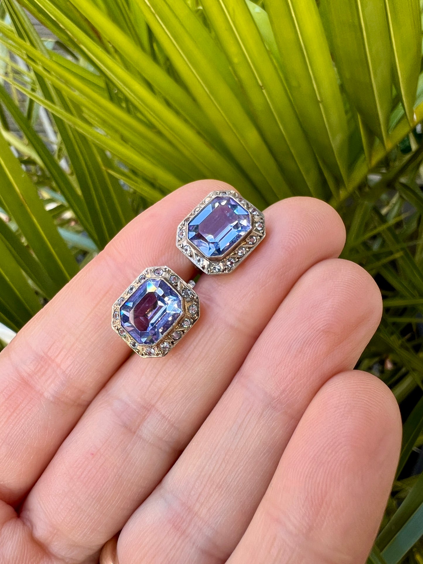 Vintage Art Deco Style Octagonal Gilt Paste Earrings