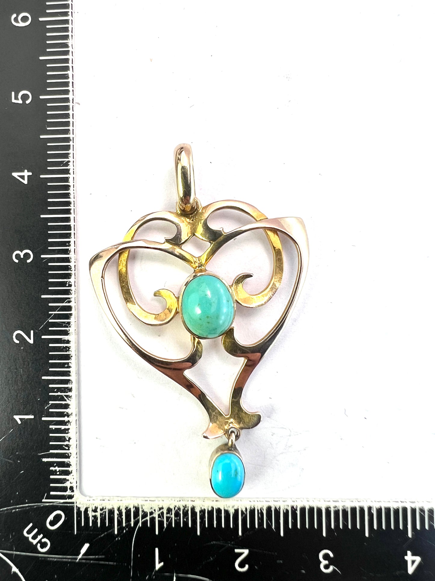 Art Nouveau 9CT Gold Turquoise Pendant by Deakin & Francis