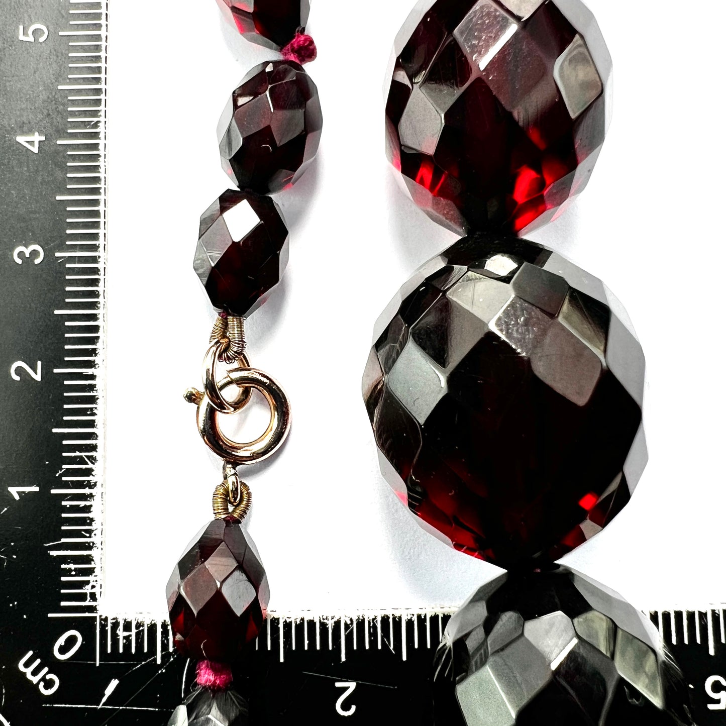 Art Deco Cherry Amber Bakelite Necklace with 9CT Gold Clasp