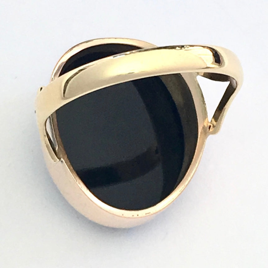 Large Antique 9CT Rose and Yellow Gold Sardonyx Cameo Ring