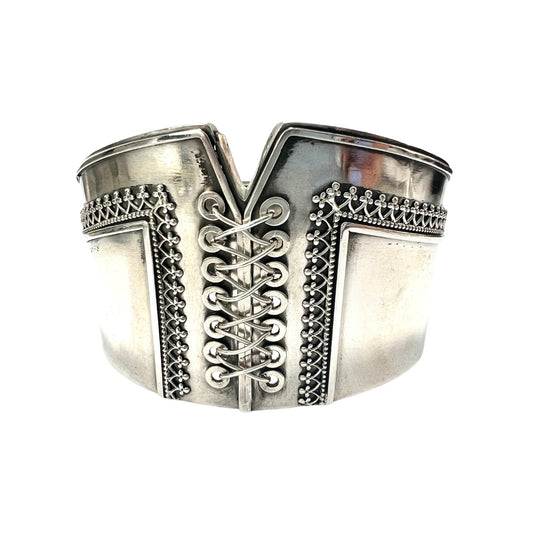 Rare Victorian Sterling Silver Corset Bangle
