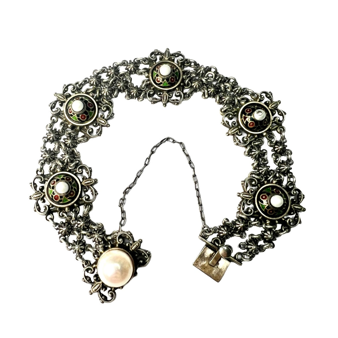 Austro Hungarian Enamelled Sterling Silver Bracelet