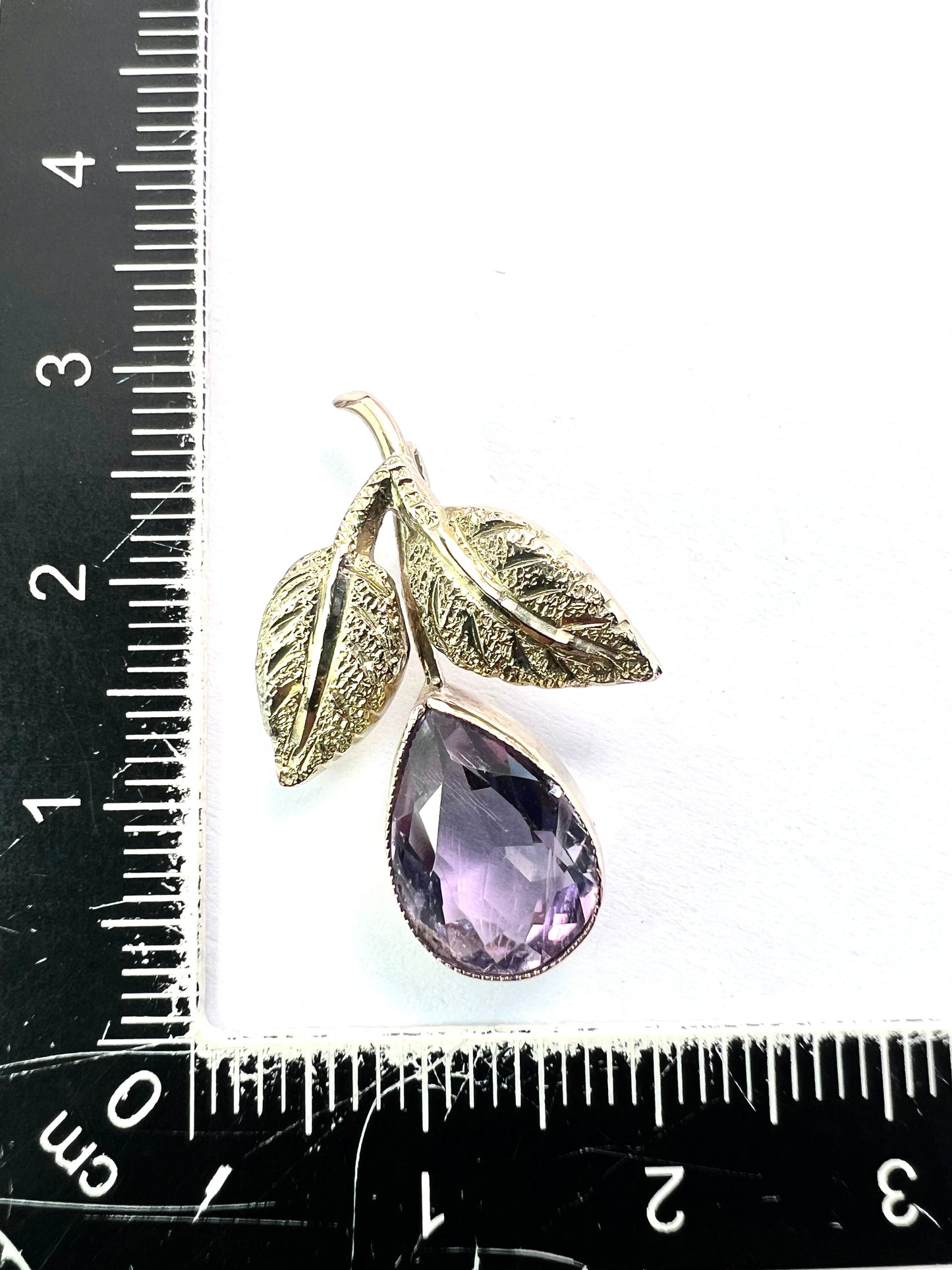 Vintage 9CT Gold Amethyst Teardrop Pendant