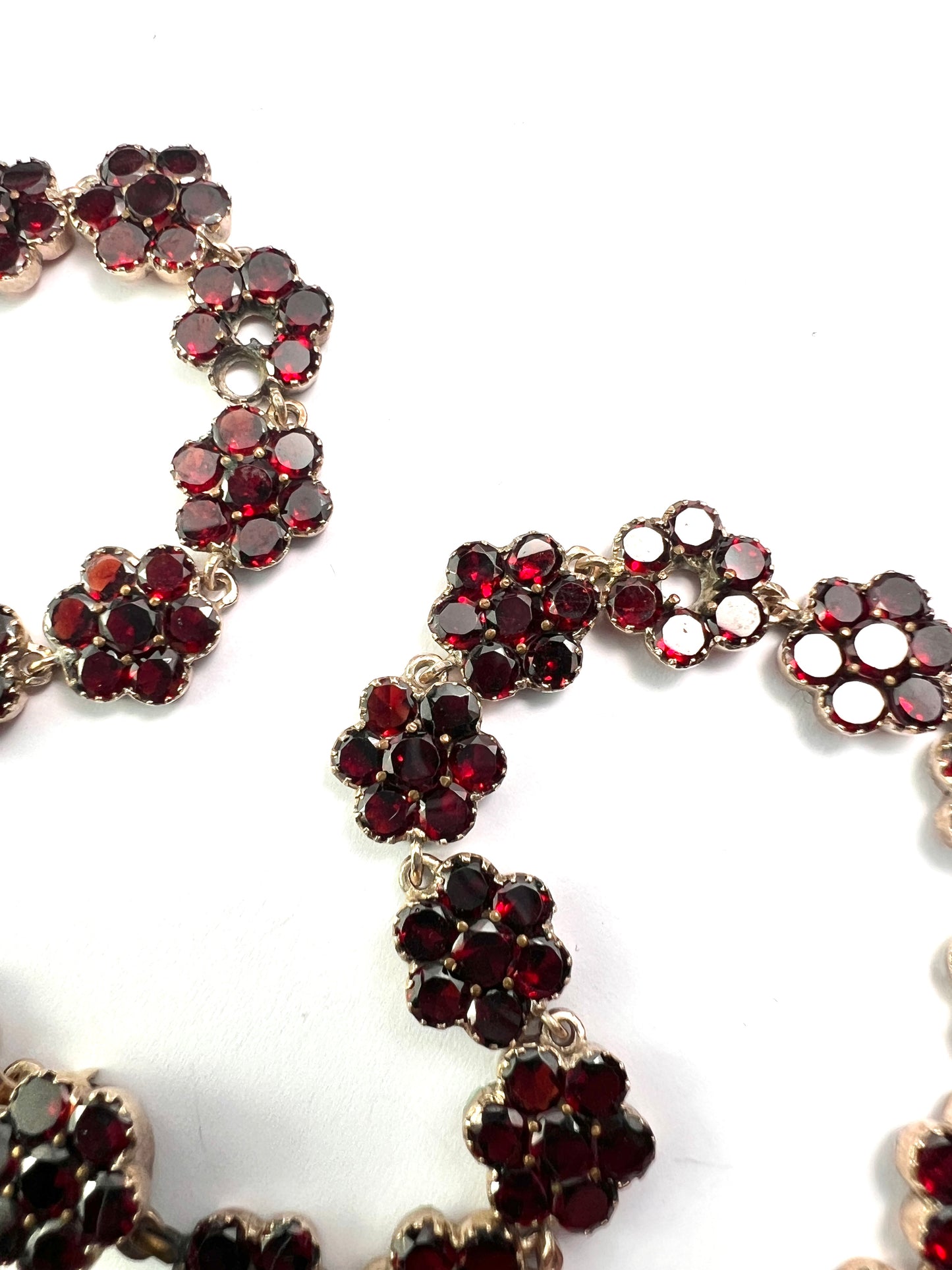 19th Century French Garnet Cluster Chandelier Necklace