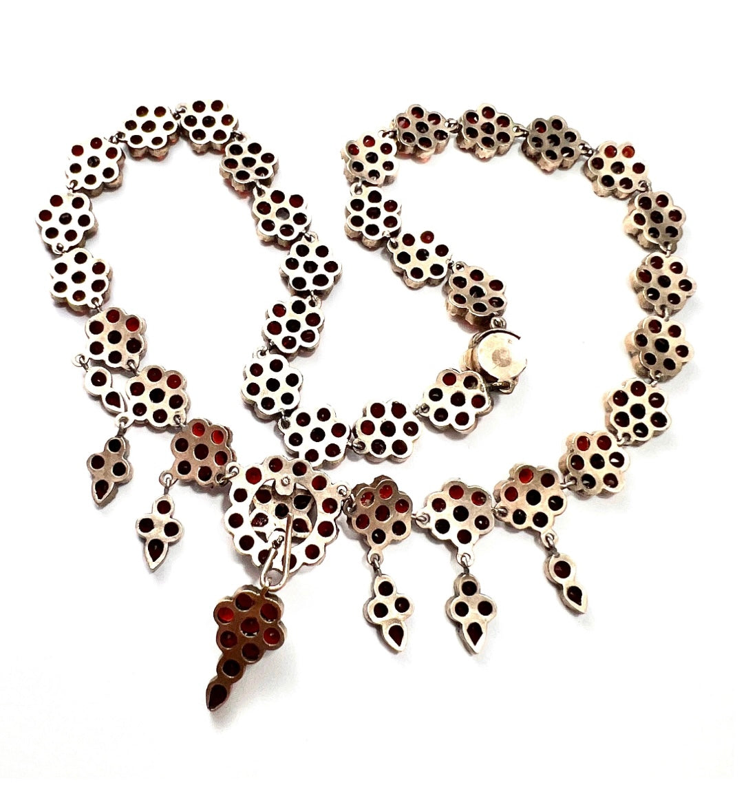 19th Century French Garnet Cluster Chandelier Necklace