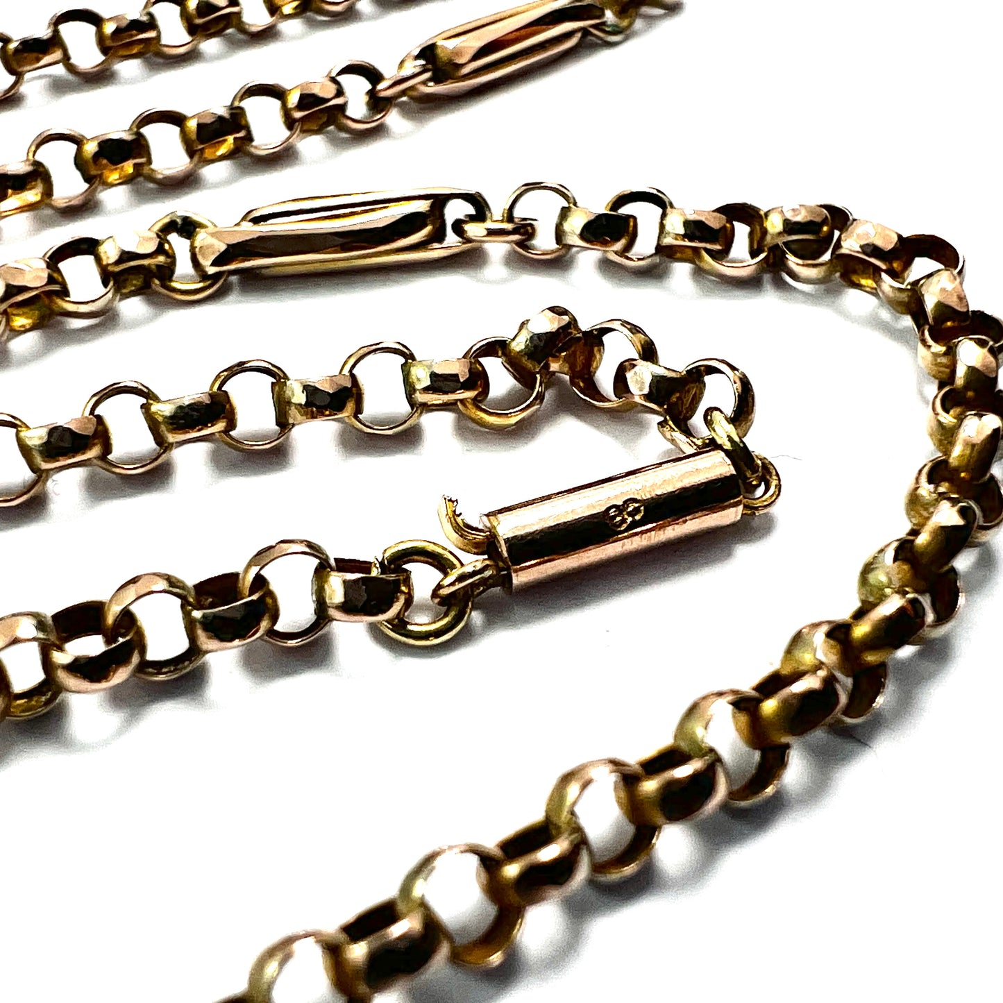 Edwardian 9CT Gold Fancy Link Chain Necklace