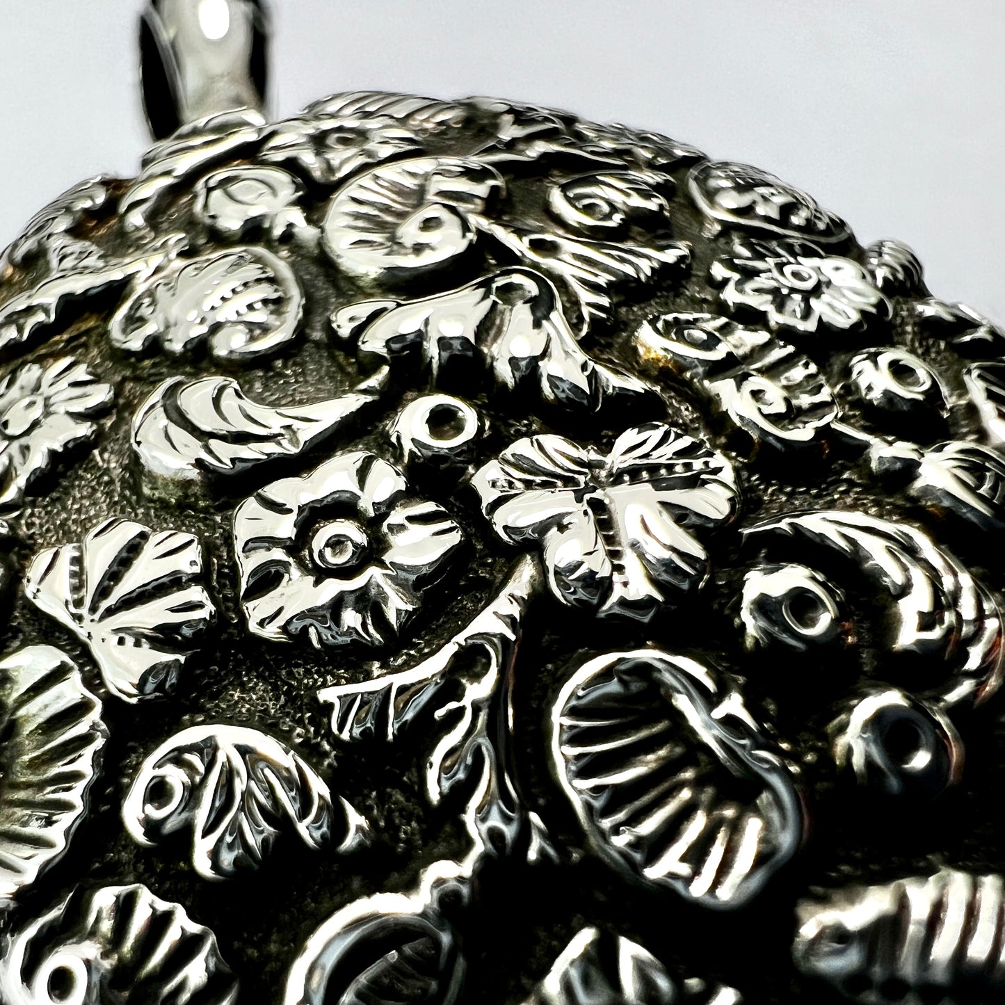 Large Victorian Silver Nature Locket Pendant