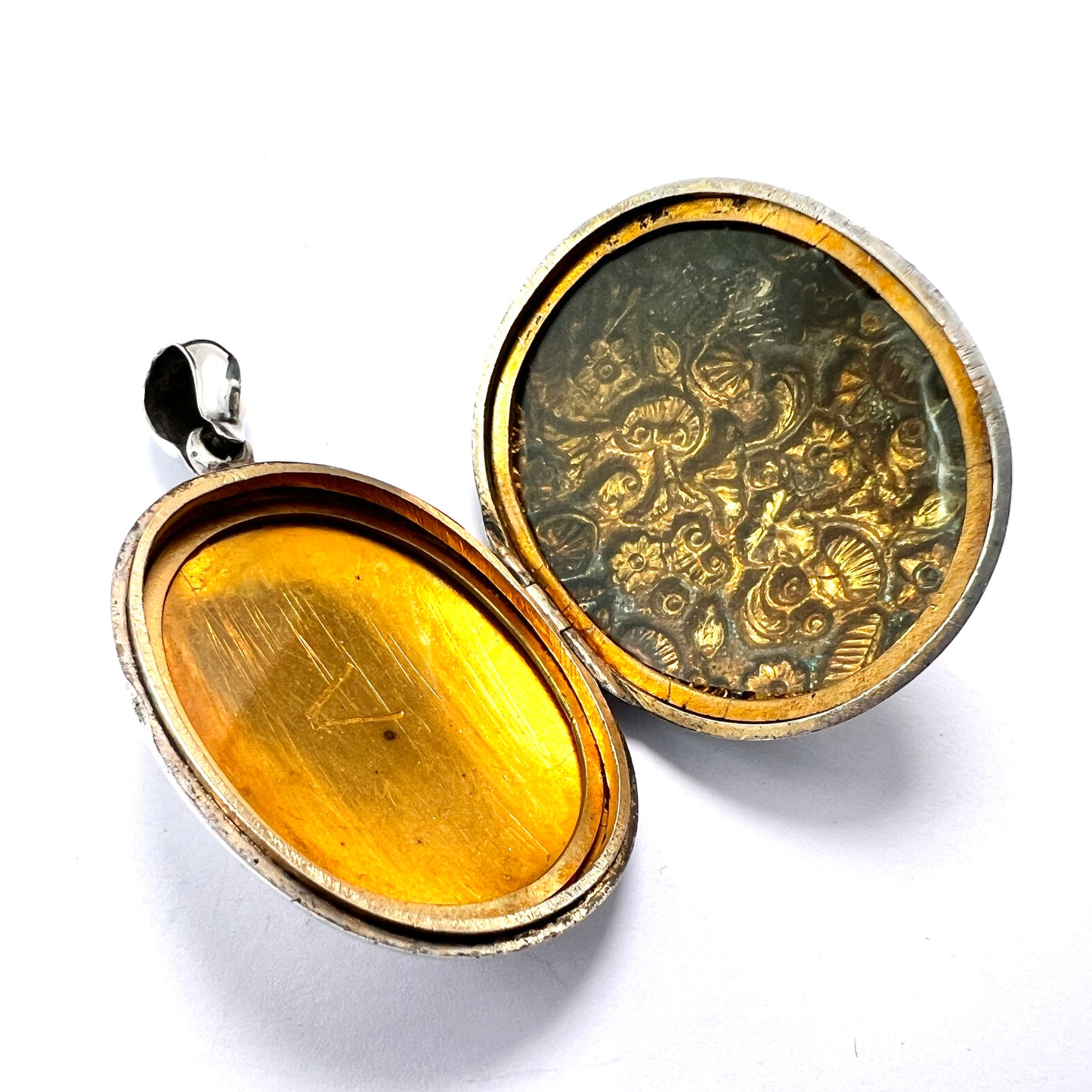 Large Victorian Silver Nature Locket Pendant