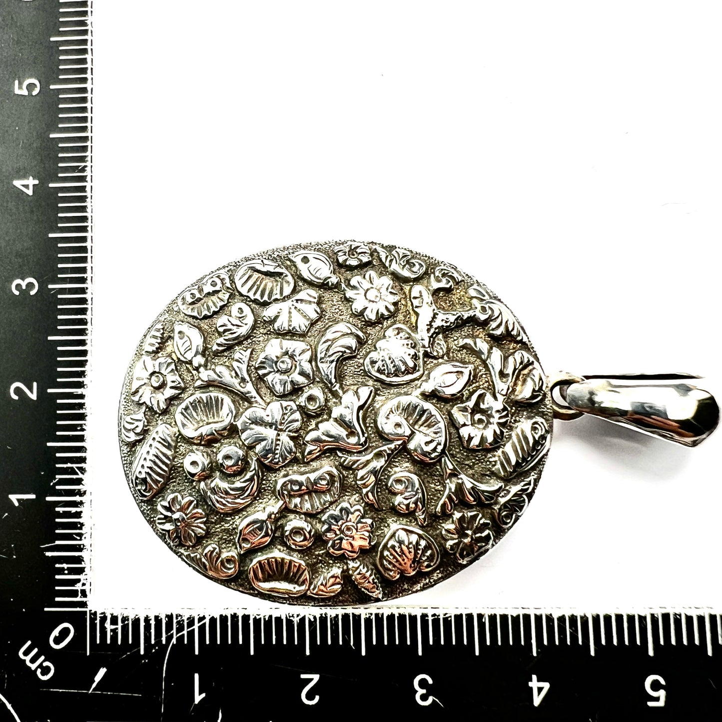 Large Victorian Silver Nature Locket Pendant
