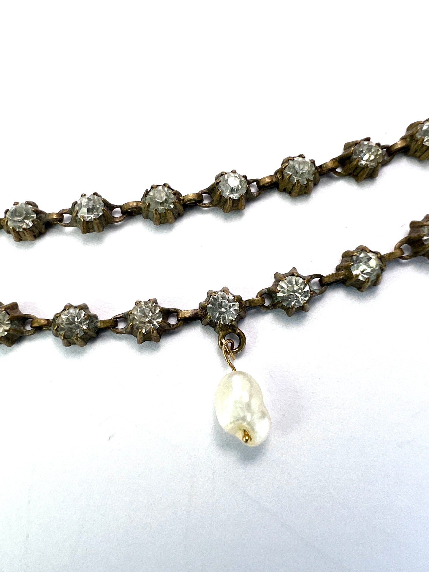 Victorian Paste and Pearl Drop Chain Necklace
