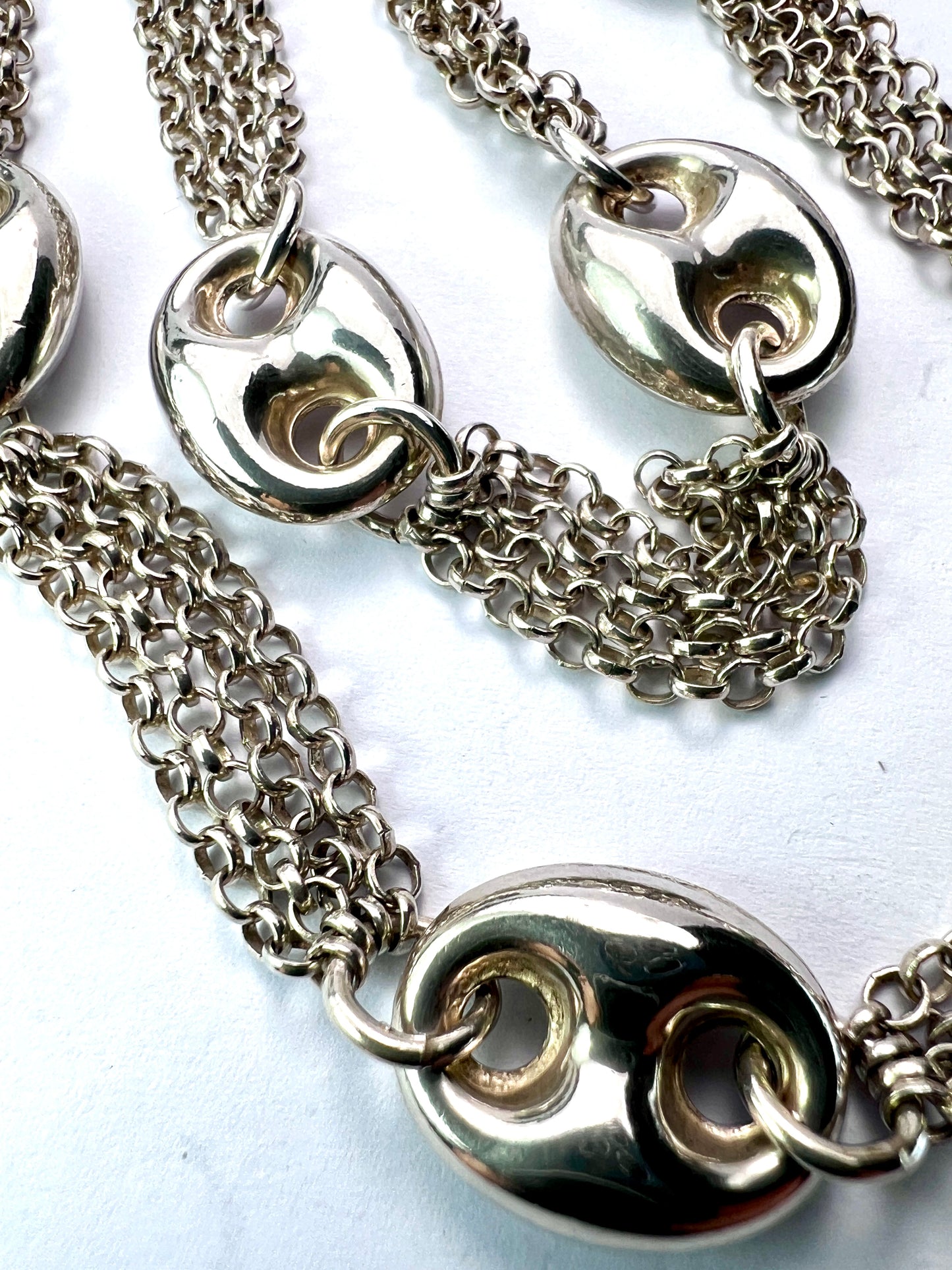Vintage Sterling Silver Mariner Chain Necklace
