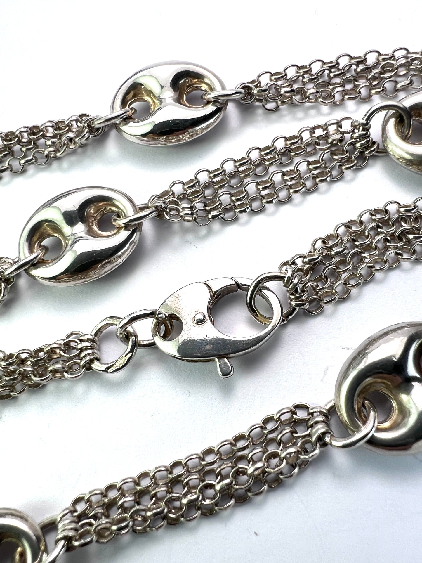 Vintage Sterling Silver Mariner Chain Necklace