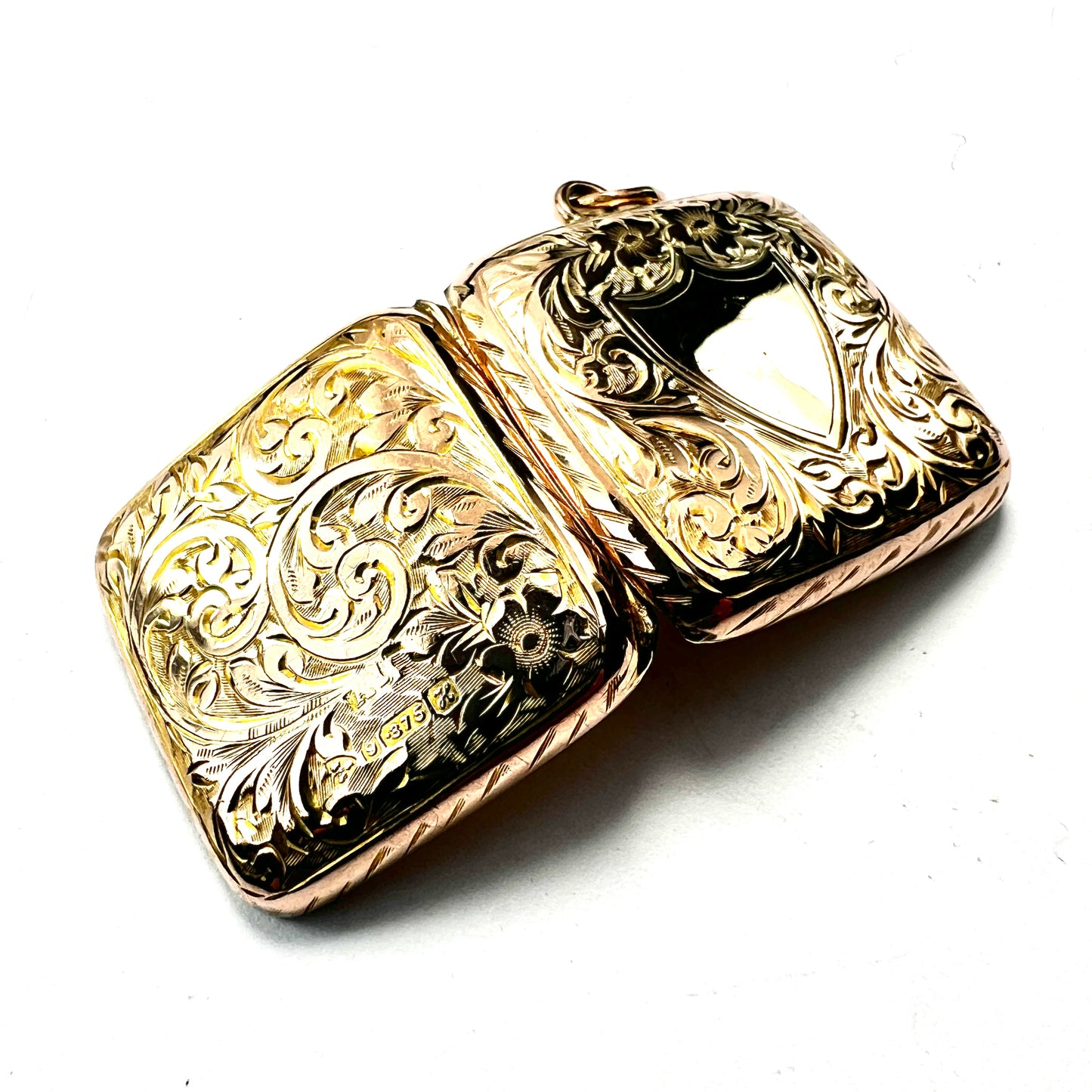 Edwardian Solid 9CT Gold Square Locket