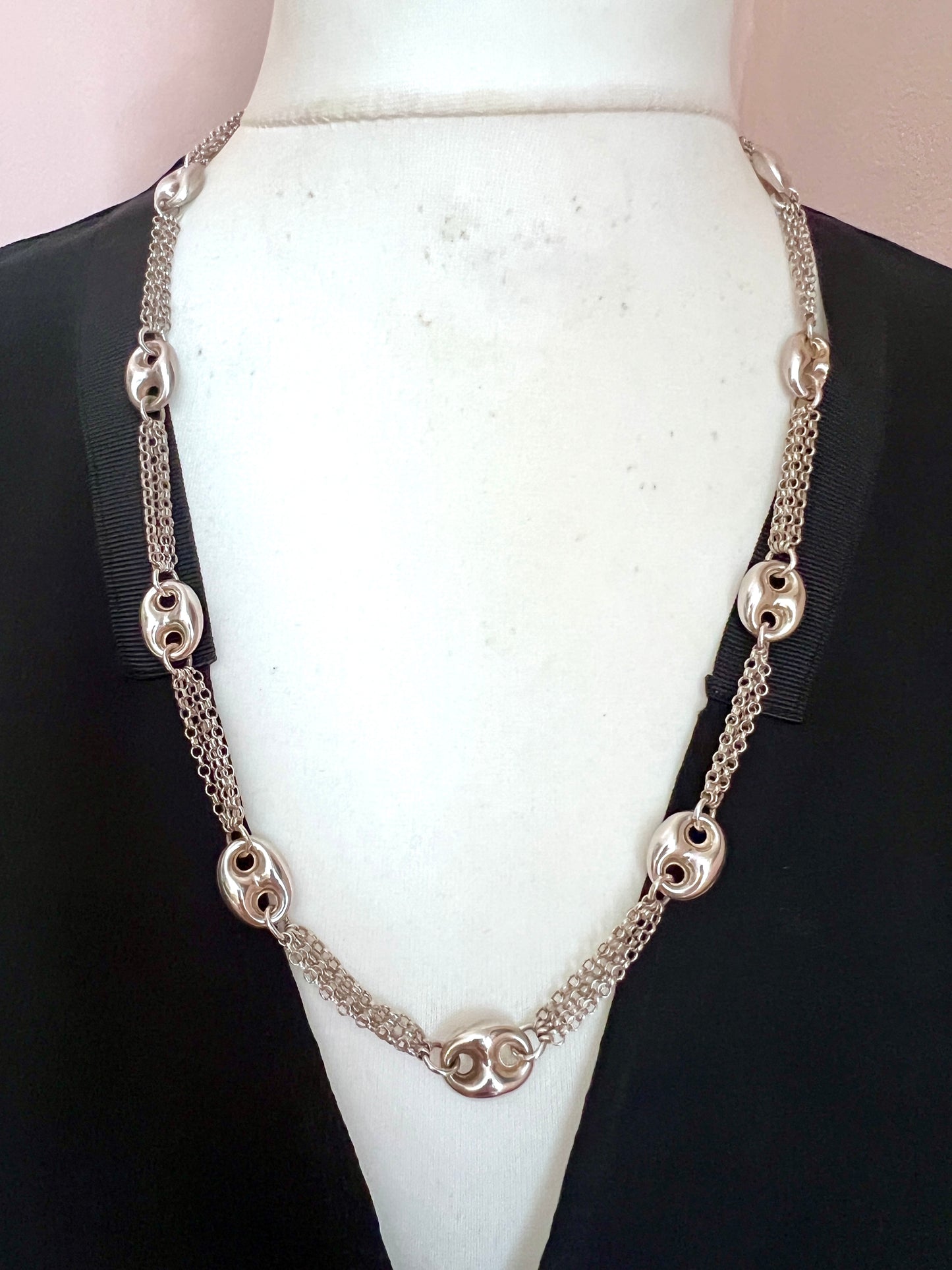 Vintage Sterling Silver Mariner Chain Necklace