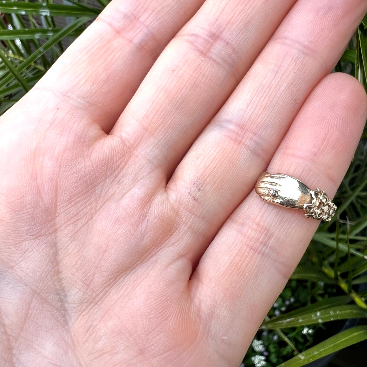 Vintage Georgian Style 9CT Gold Diamond Hand Ring