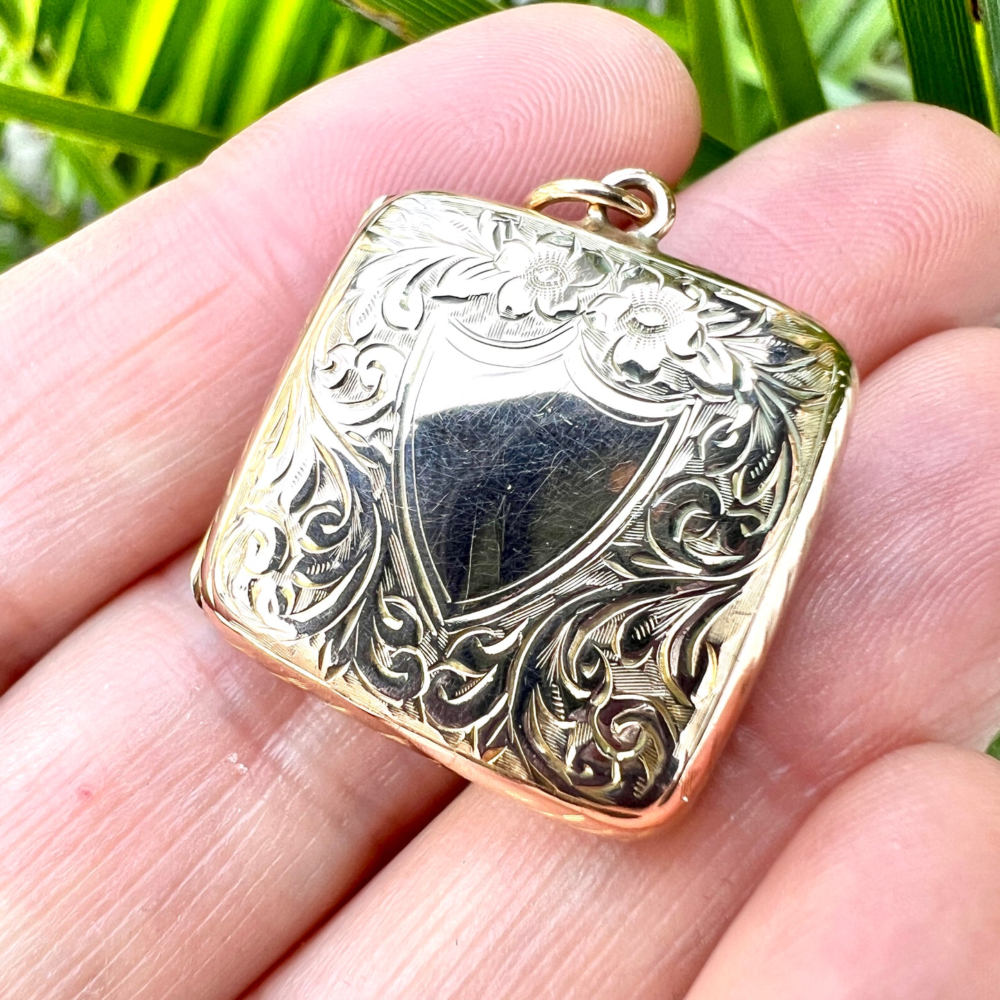Edwardian Solid 9CT Gold Square Locket